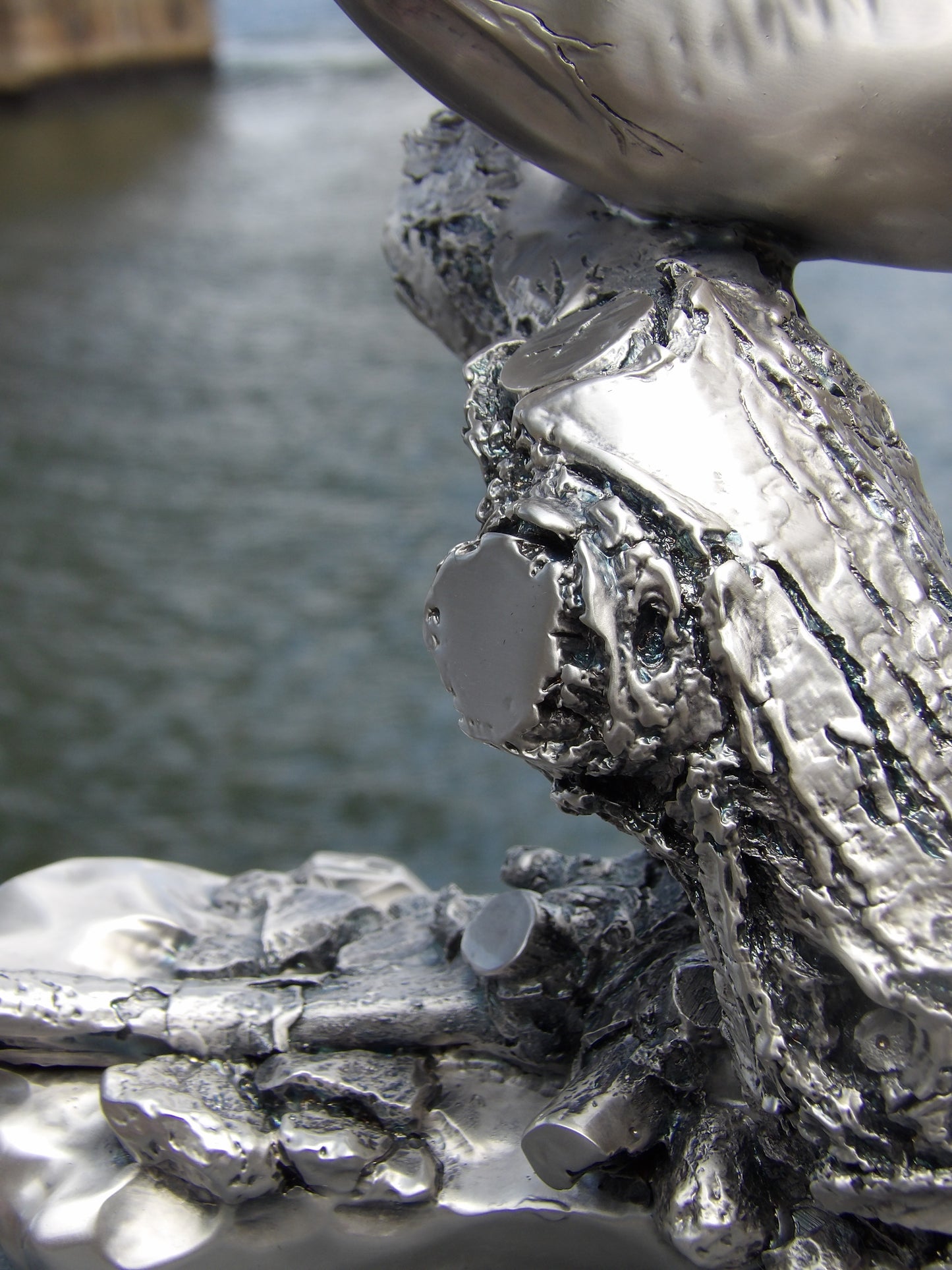 Silver-coated resin sculpture , Black Panther on Horse
