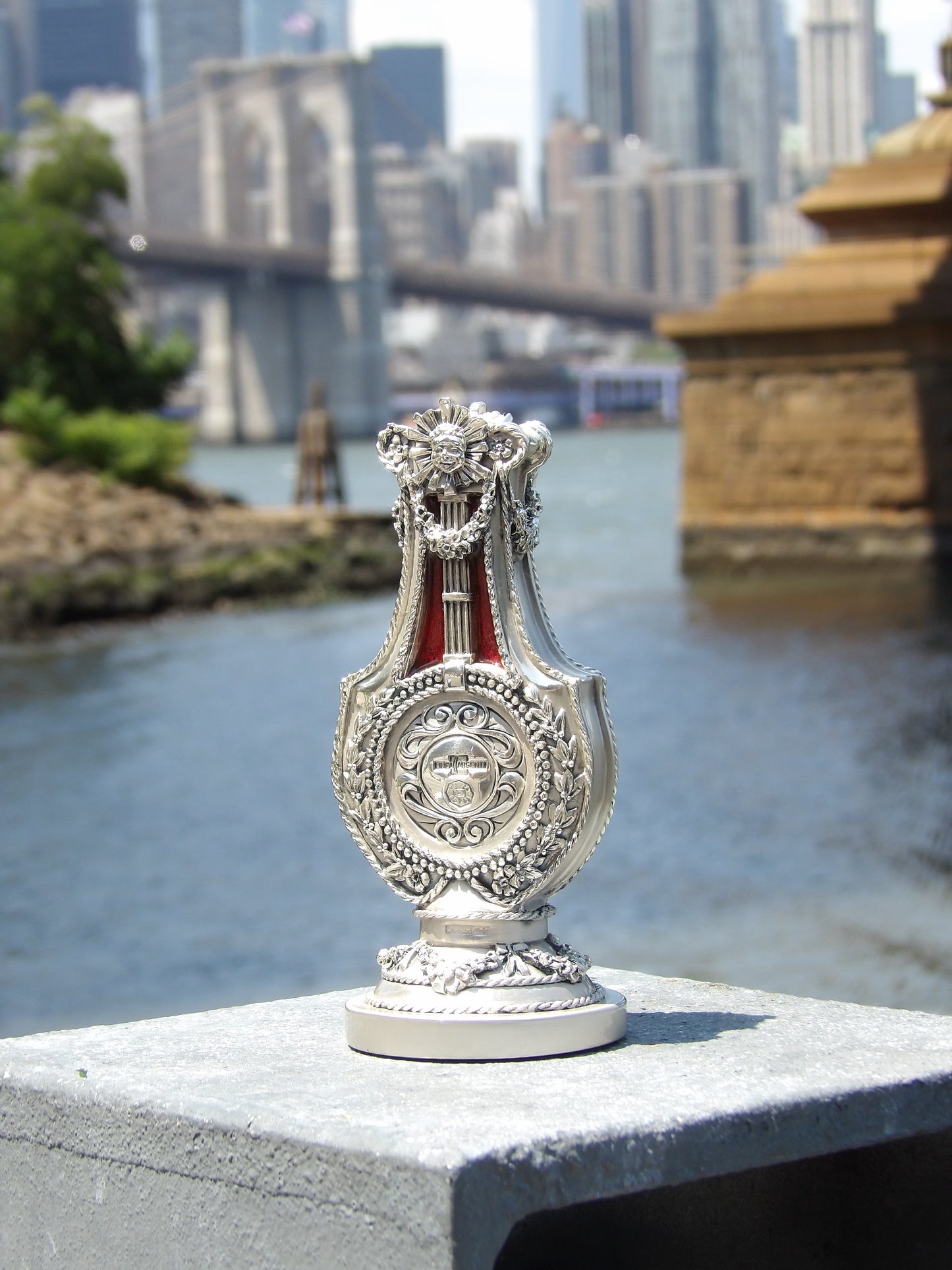 Silver Resin Table Clock with Colored enamel Decoration