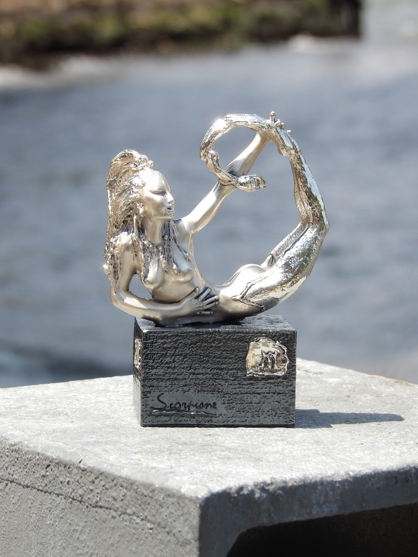Silver-Coated Resin Zodiac Sign “Scorpio” with Black Finish