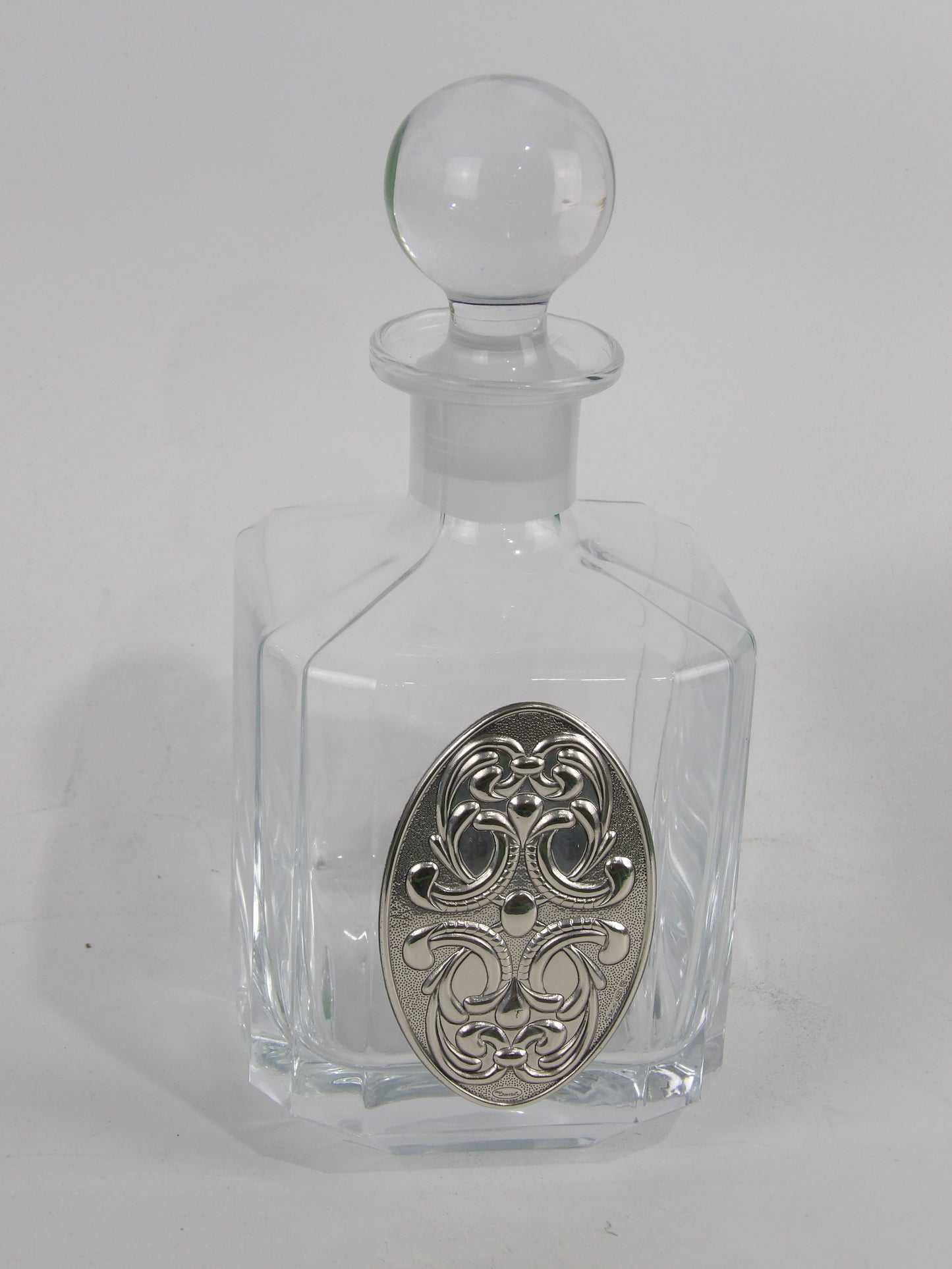 Clear Crystal Decanter with Silver Coated Bilaminate