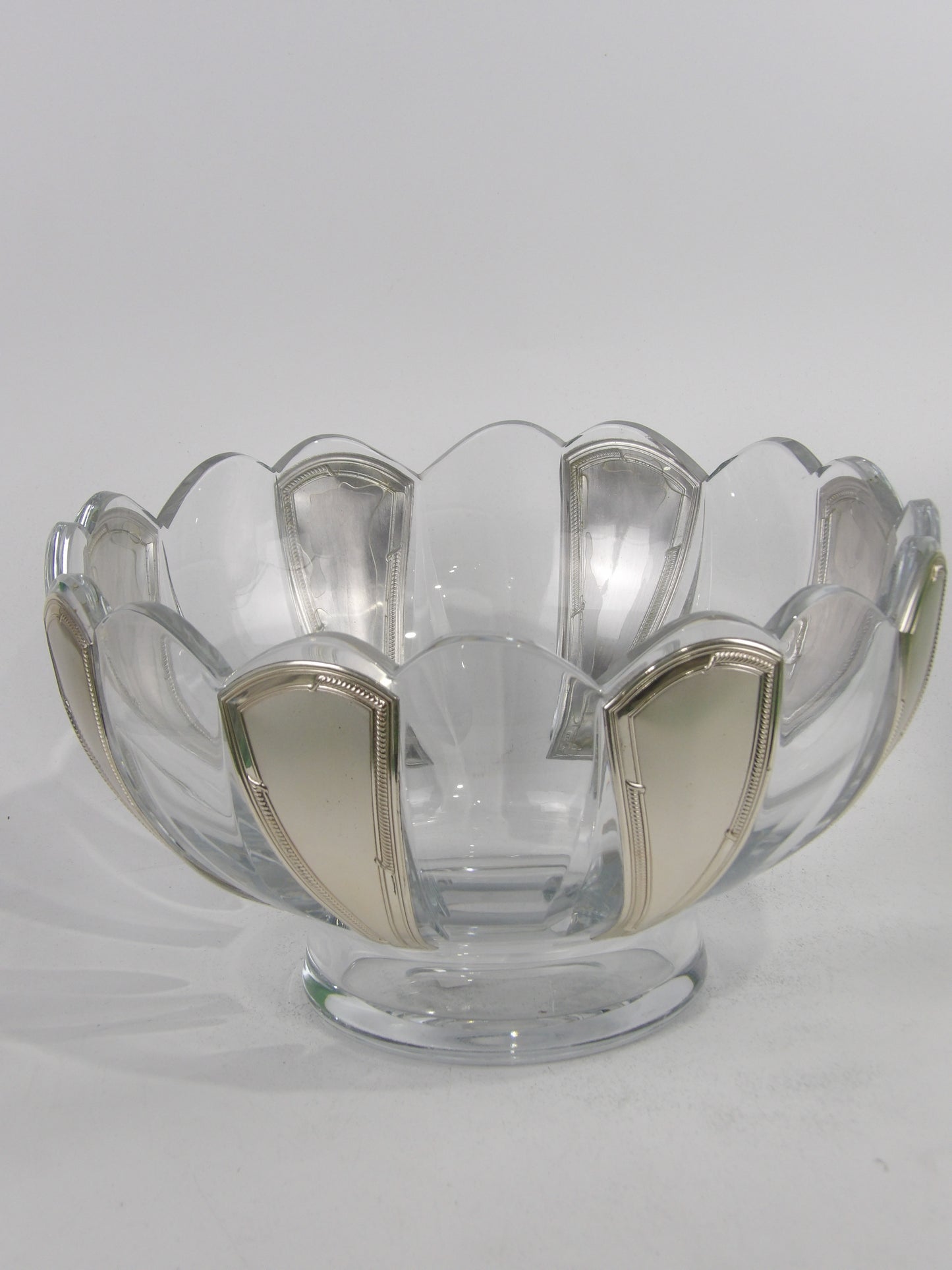 Clear Crystal Centerpiece with Silver-Coated Bilaminate