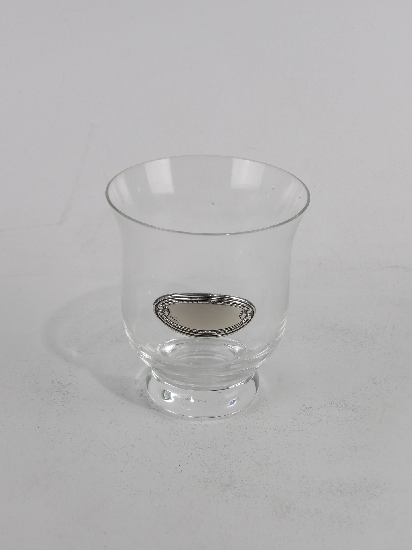 Clear Crystal Candle holder with silver coated bilaminate