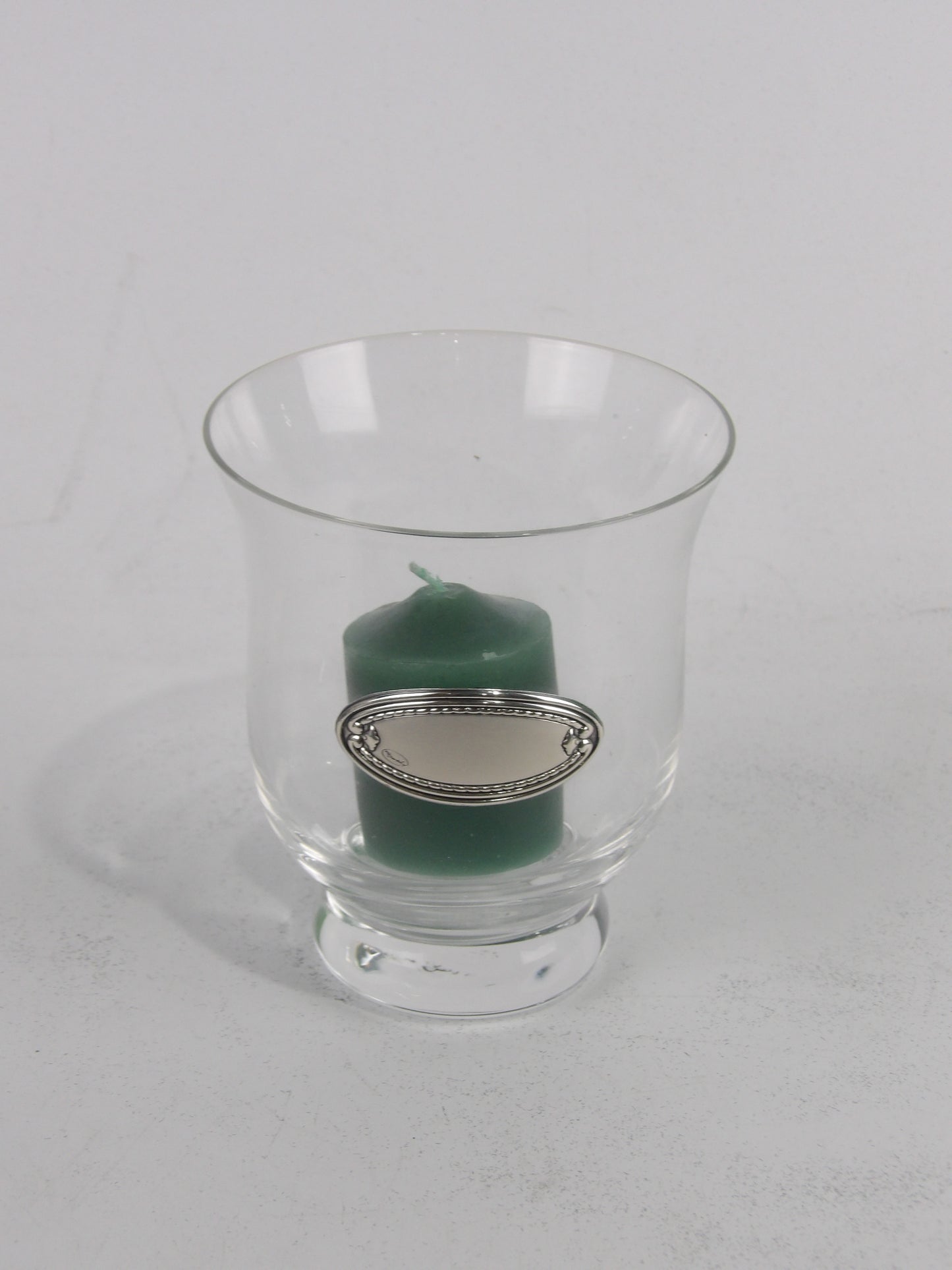 Clear Crystal Candle holder with silver coated bilaminate