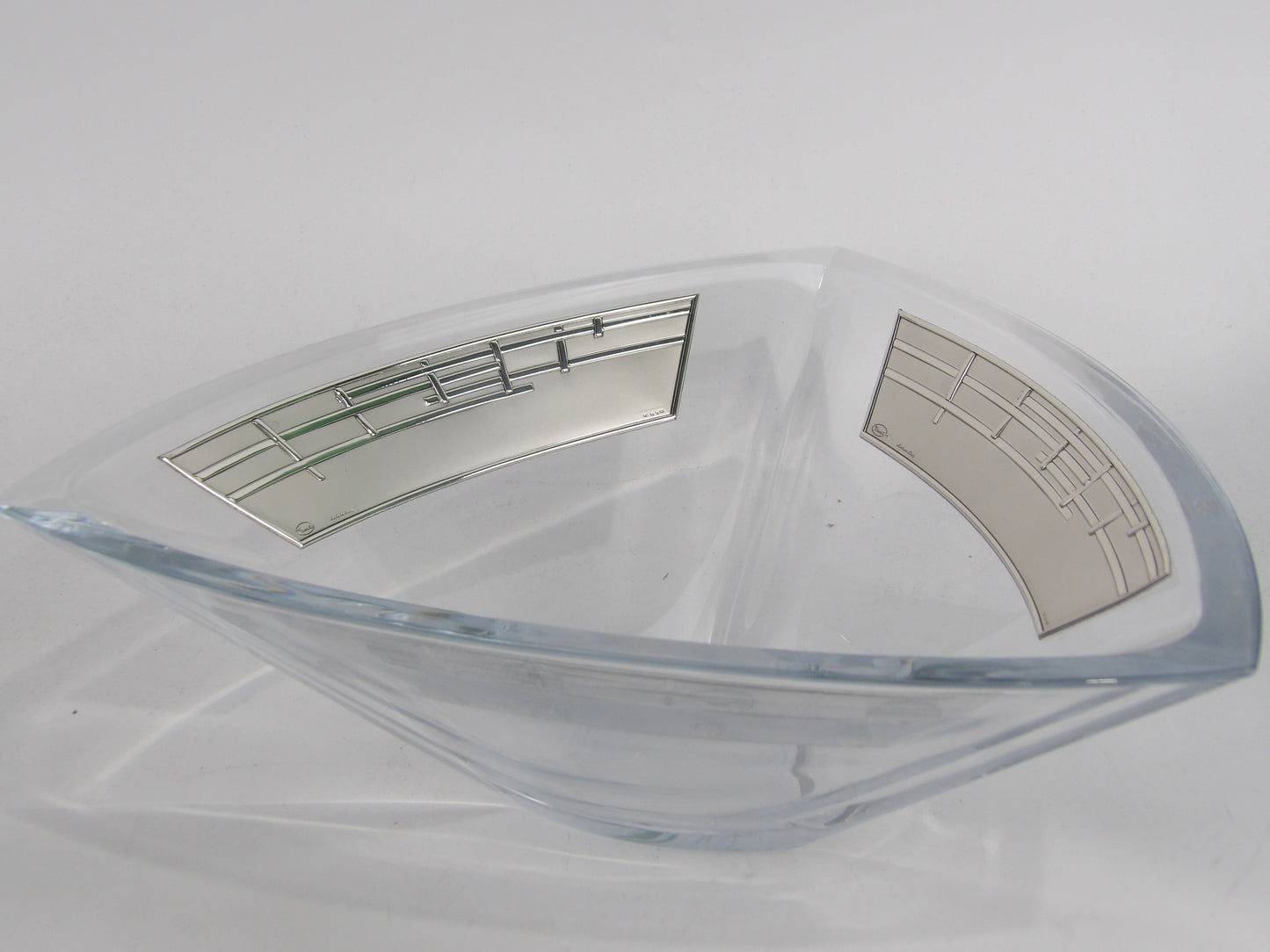 Clear Glass Bowl with silver coated bilaminate