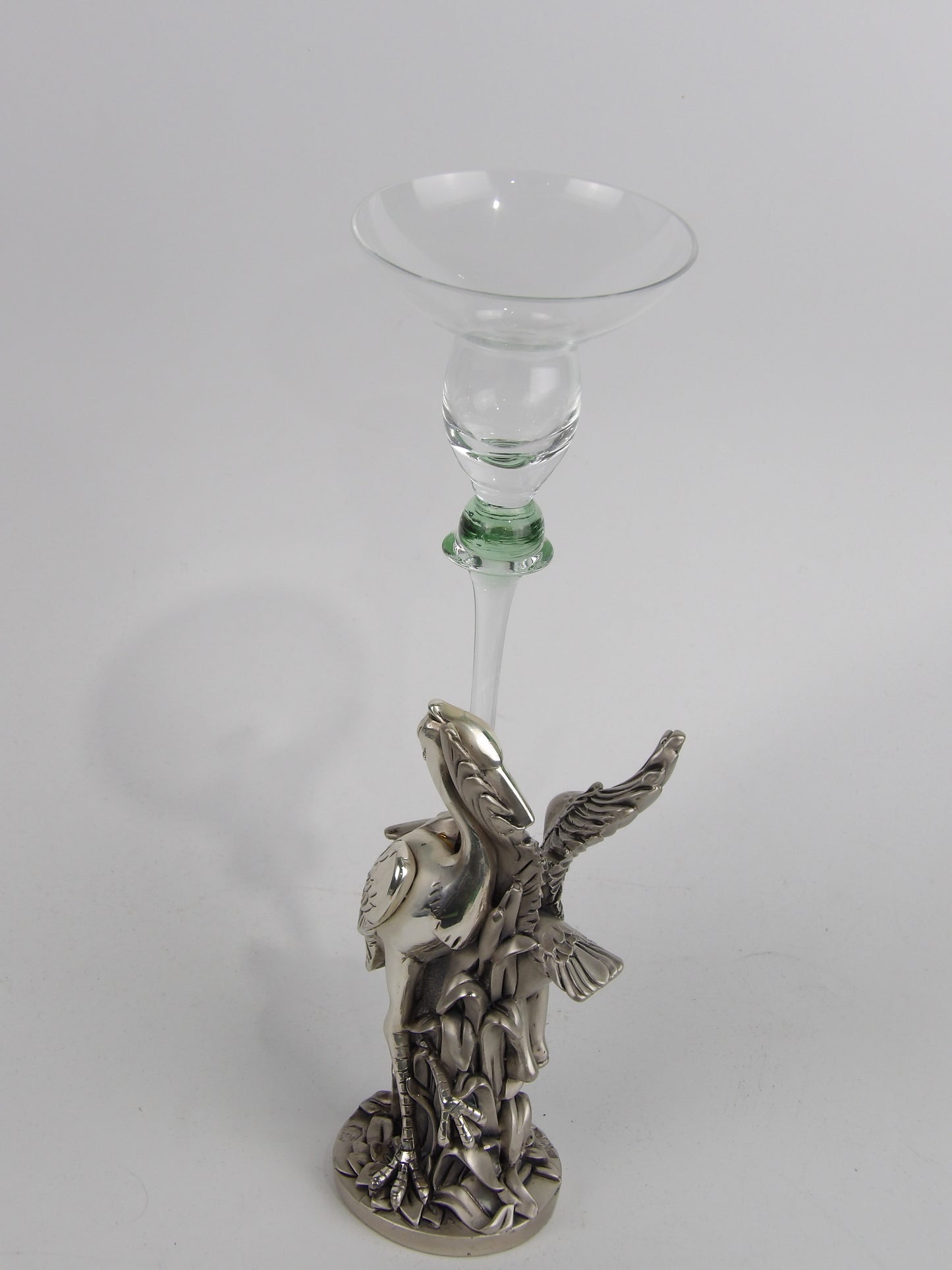 Candle Holder with silver resin gooses