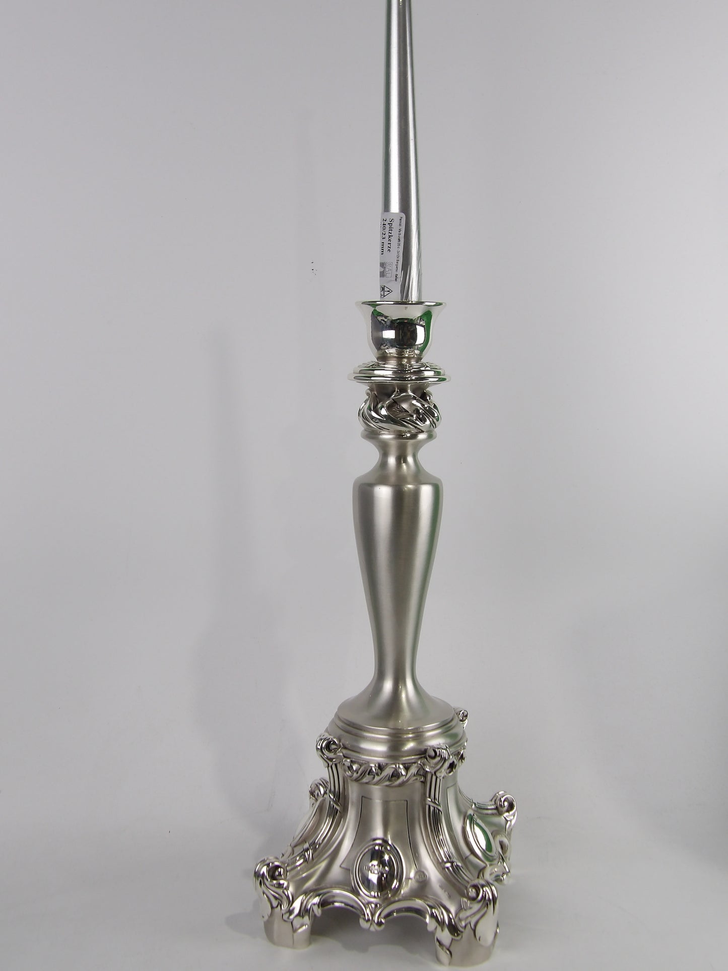 Candlestick with a Flame in Silver Resin