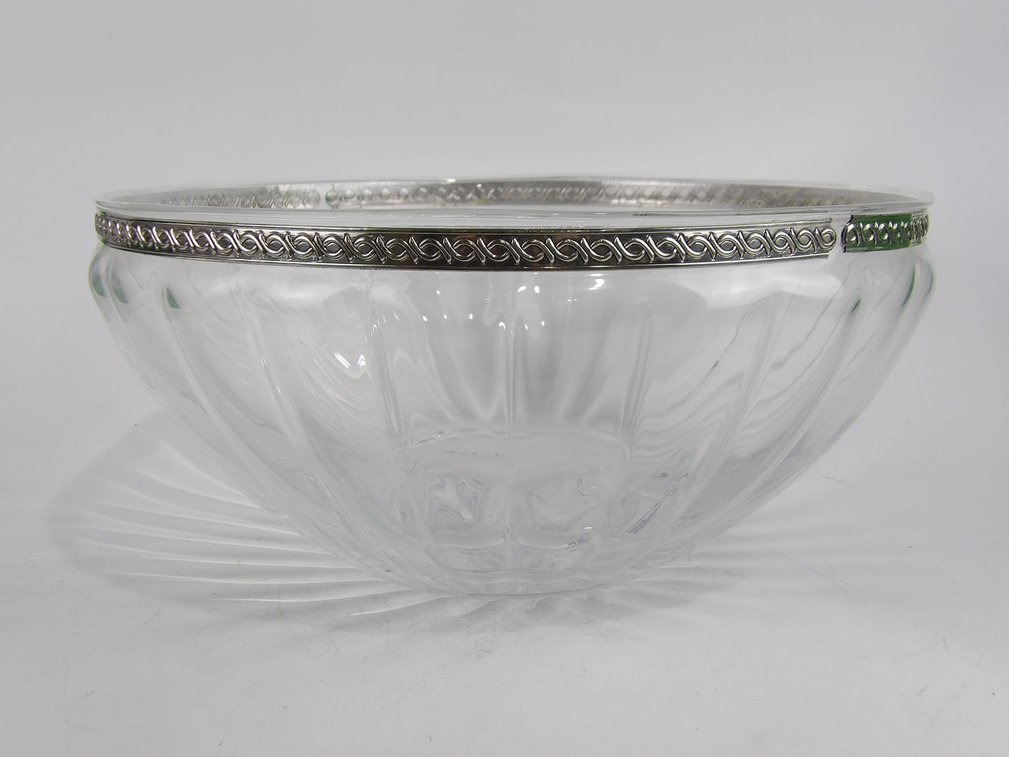 Clear Glass Centerpiece with silver coated bilaminate