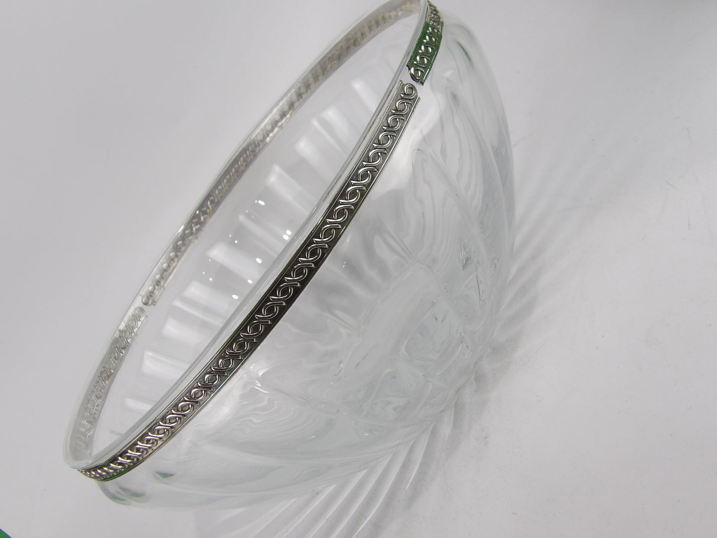Clear Glass Centerpiece with silver coated bilaminate