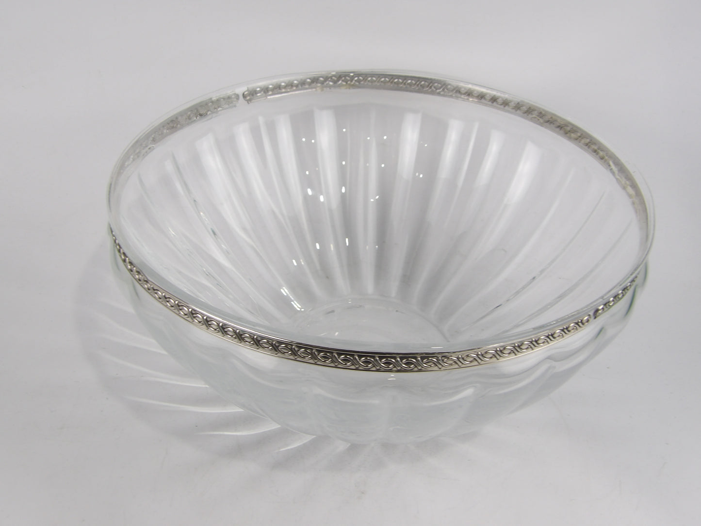 Clear Glass Centerpiece with silver coated bilaminate