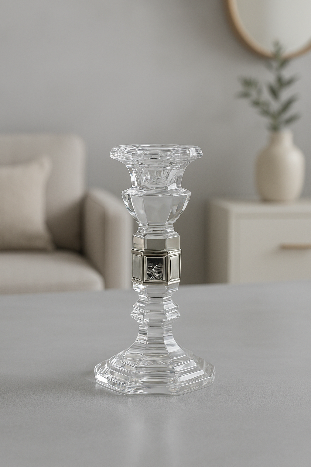 Candelabro con laminado de plata