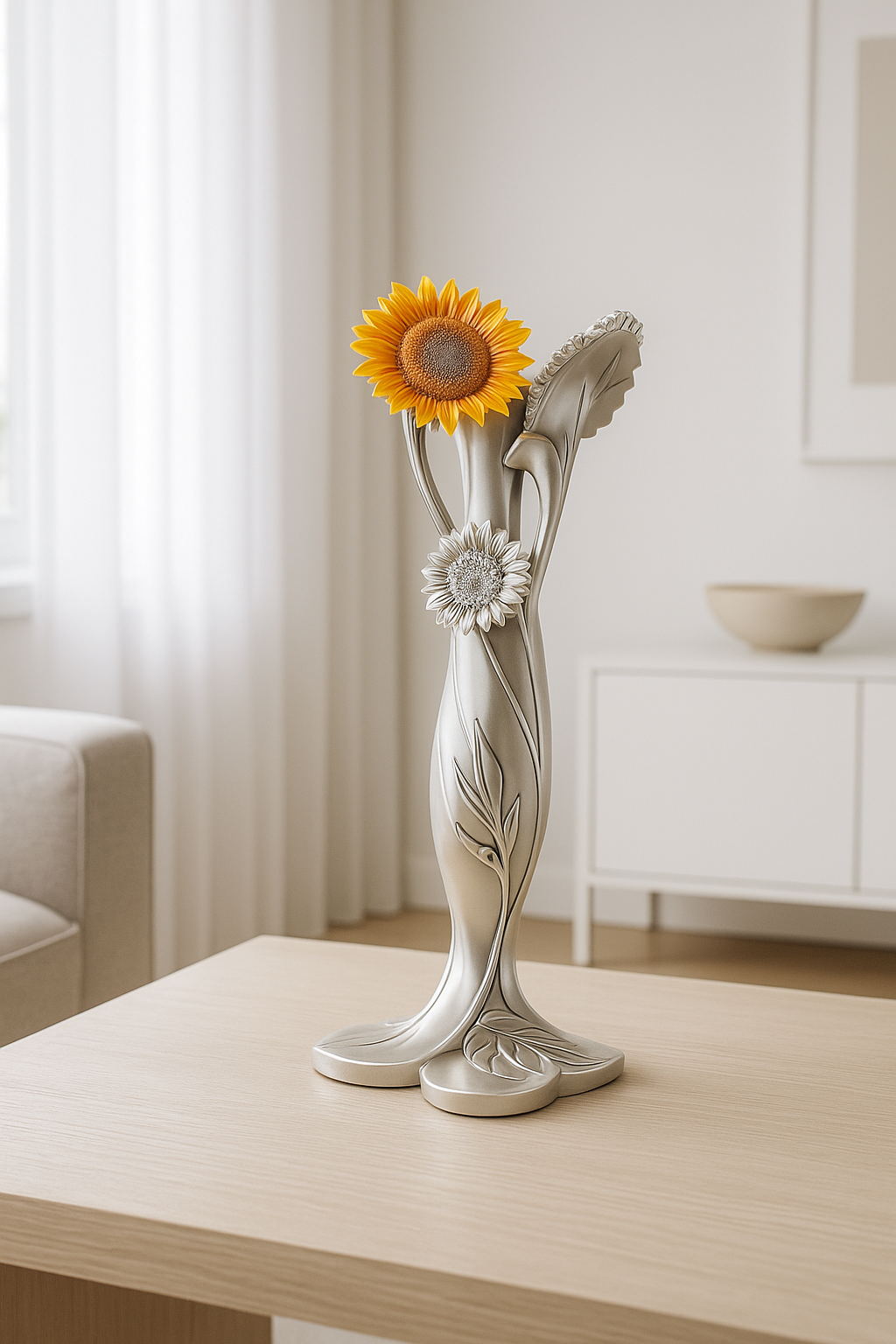Candlestick “Colored Sunflower” in Silver Coat