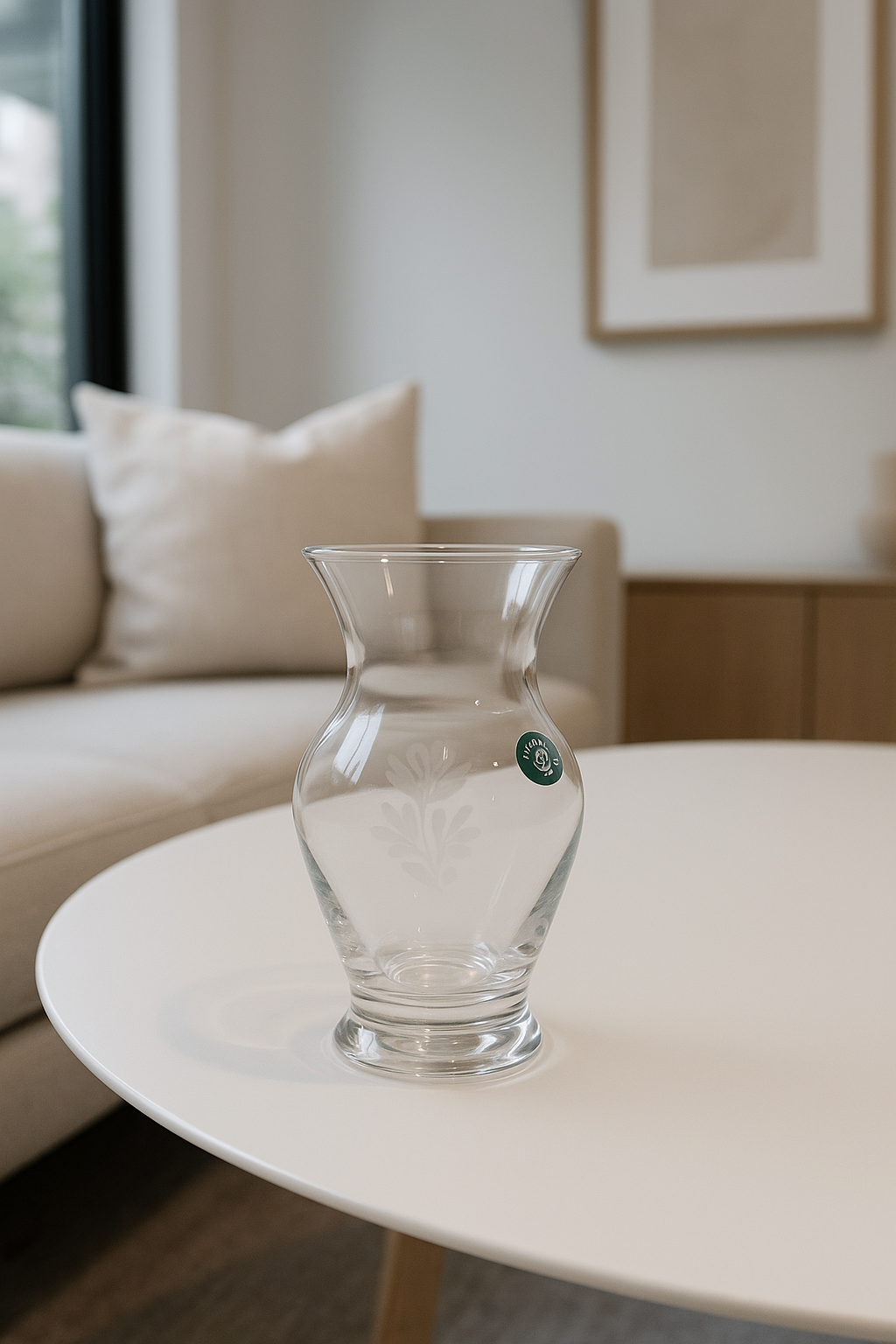 Bohemia handmade Clear Glass Vase with Flowers Design