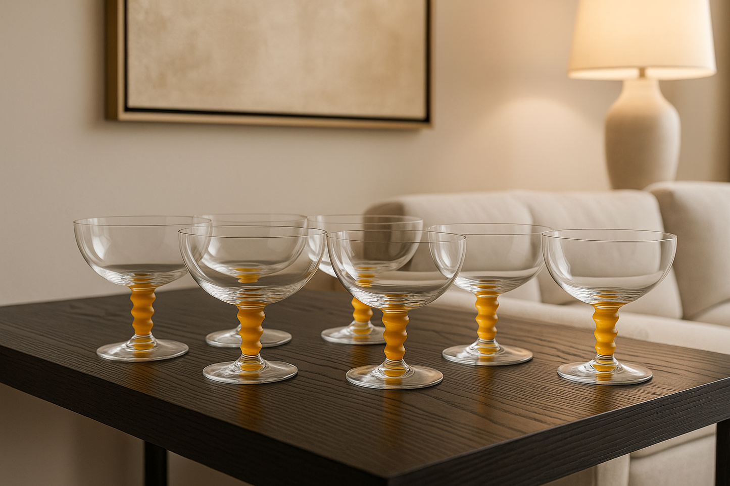Amber stem low champagne sherbet glass 6pcs