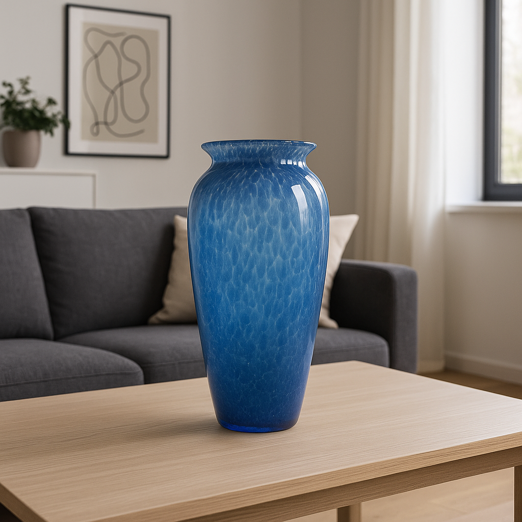 Blue Cut Crystal Vase