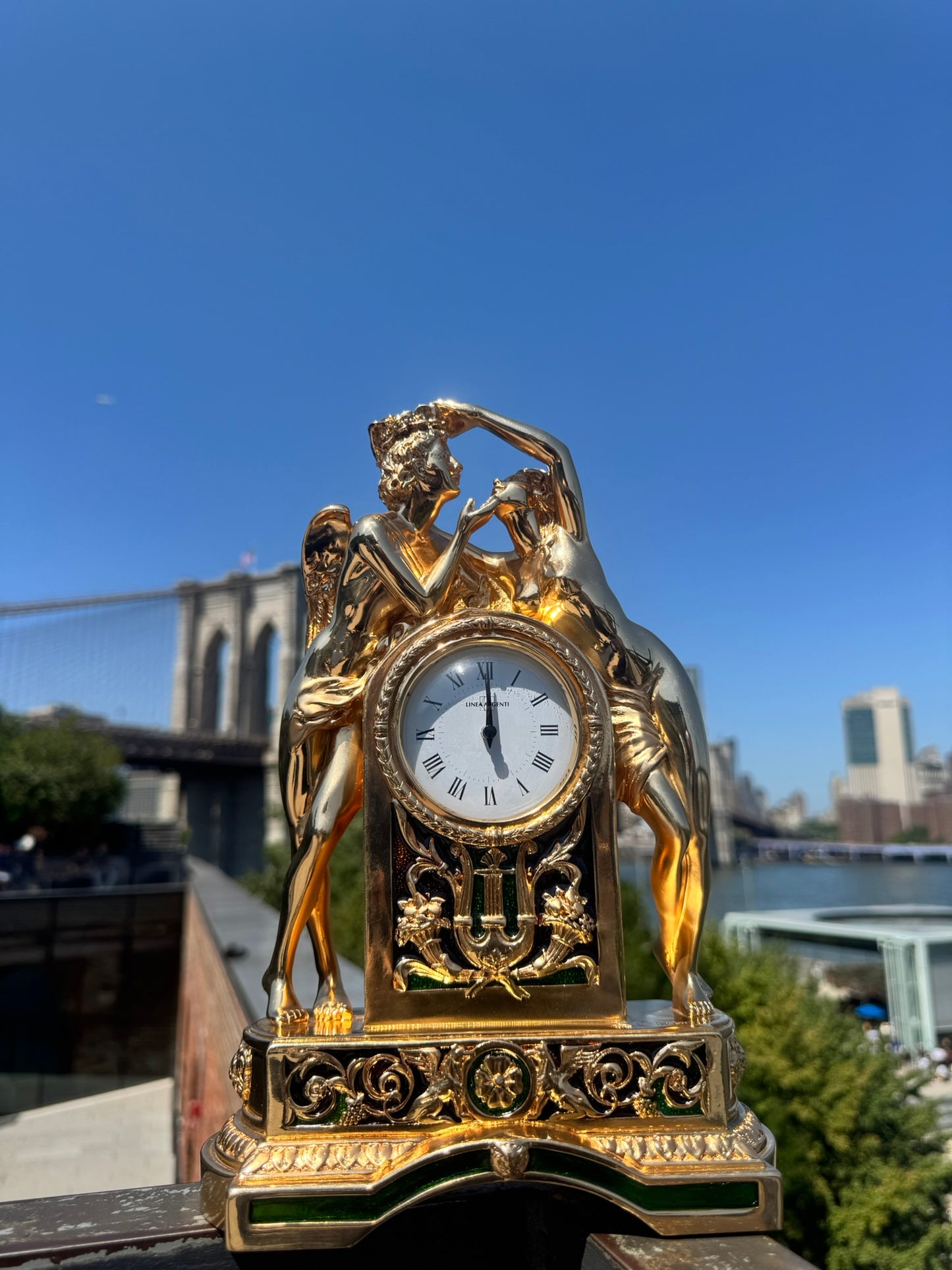 Eros and Psyche Golden Clock - A Timeless Tale of Love and Devotion