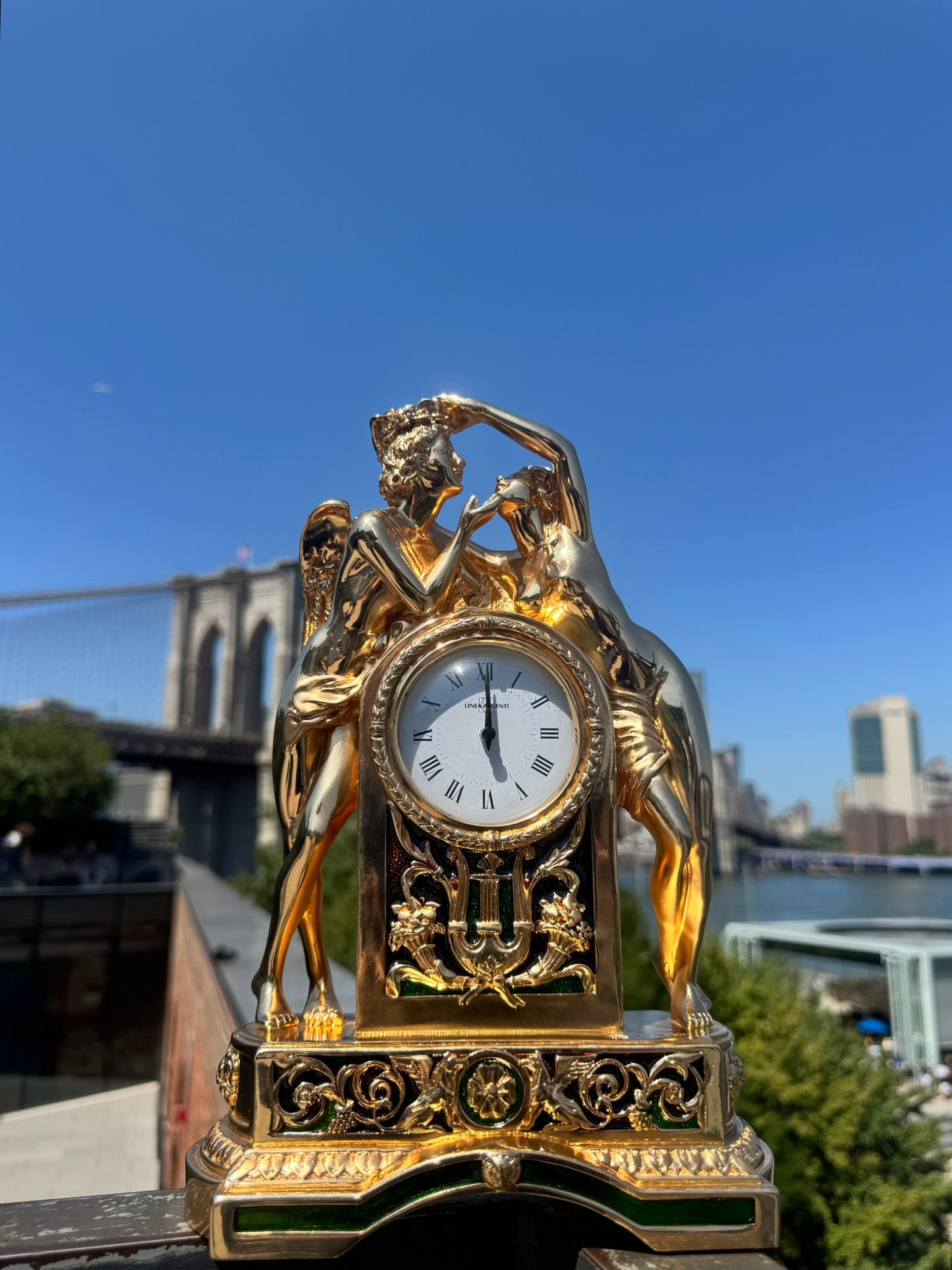 Eros and Psyche Golden Clock - A Timeless Tale of Love and Devotion
