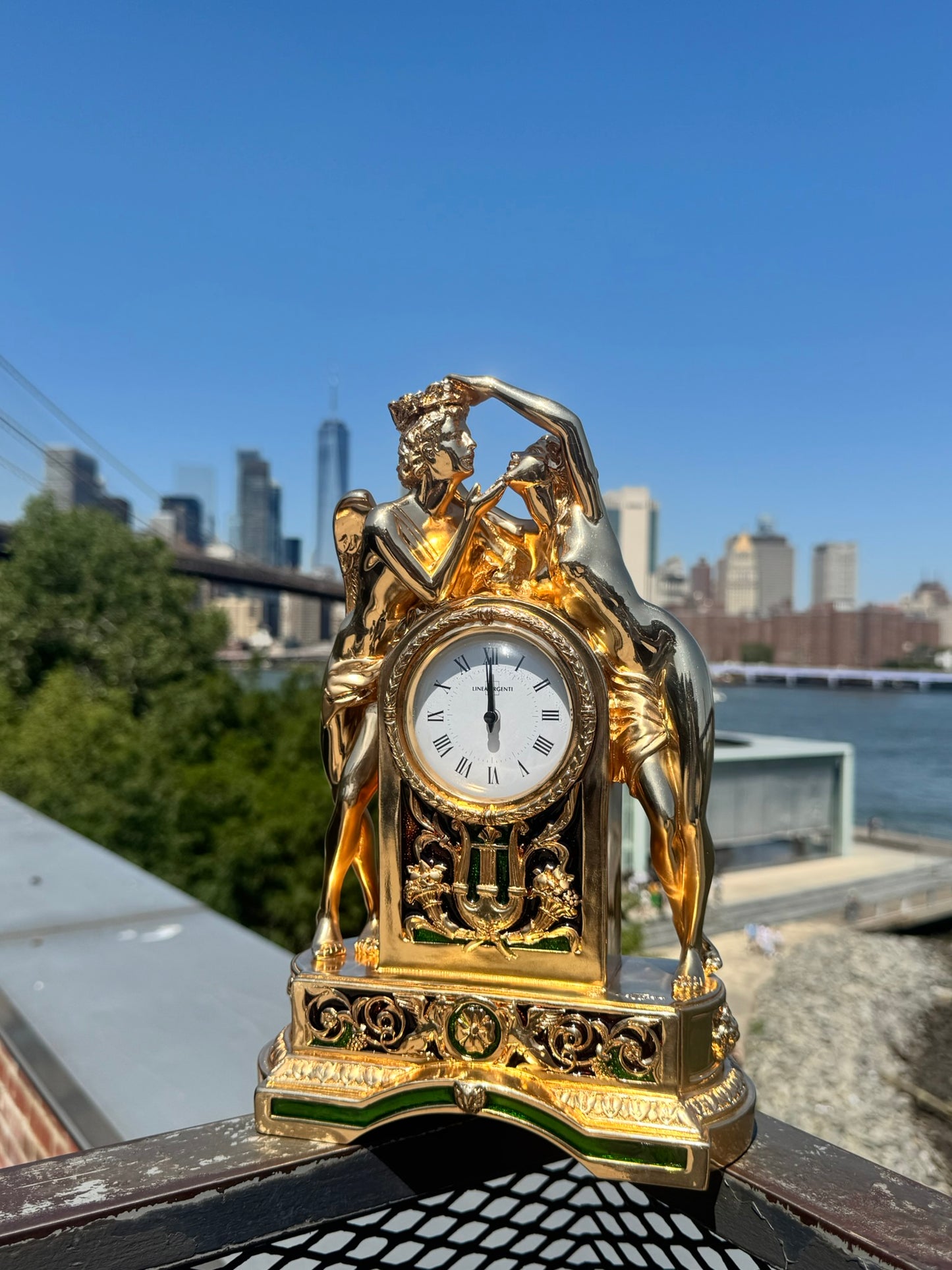 Eros and Psyche Golden Clock - A Timeless Tale of Love and Devotion