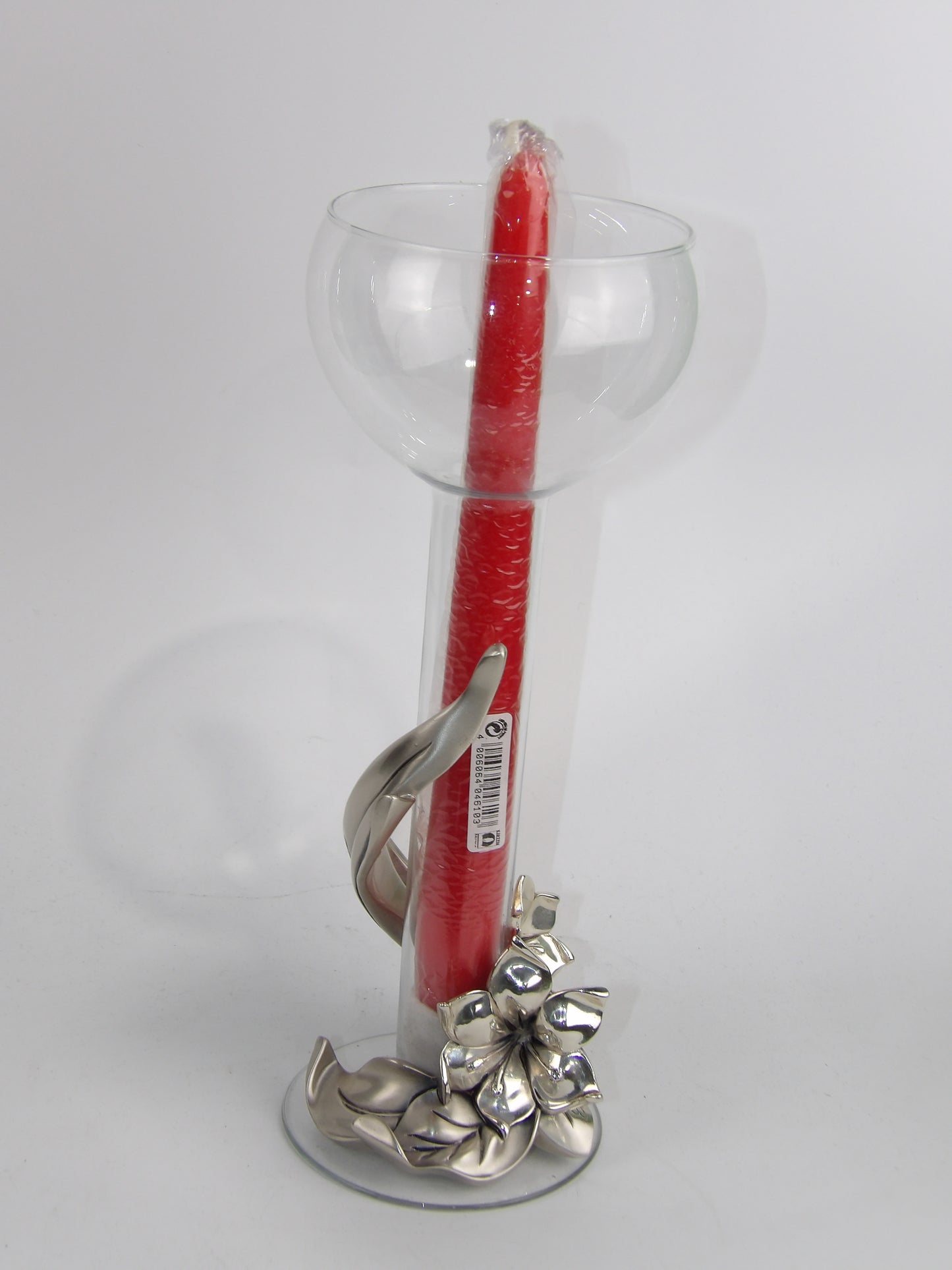 Candle Holder in Silver Resin with Candlestick