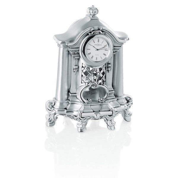 Baroque Style Table Clock in Silver Resin
