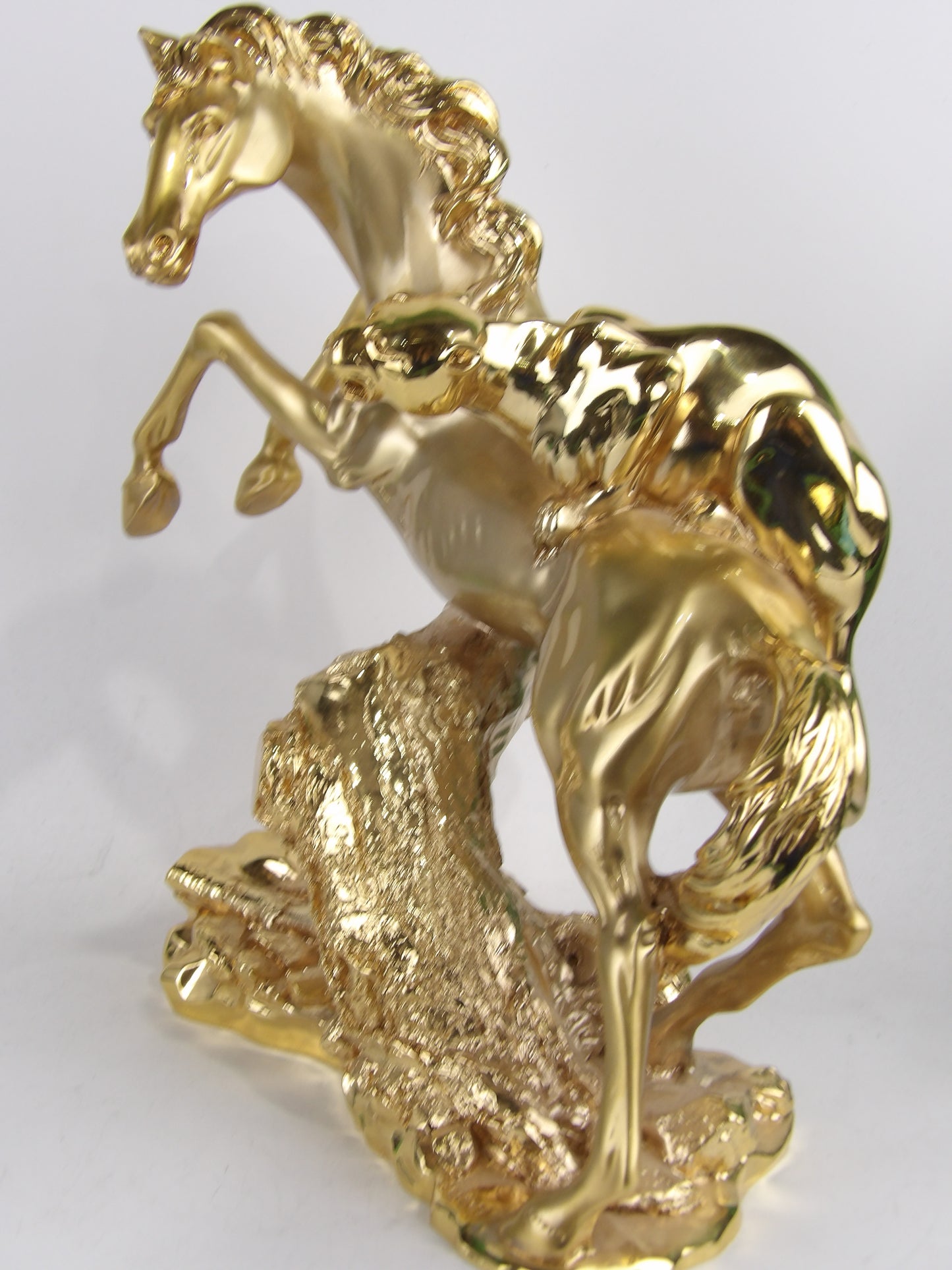 Golden-Coated Resin Sculpture – Horse and Panther