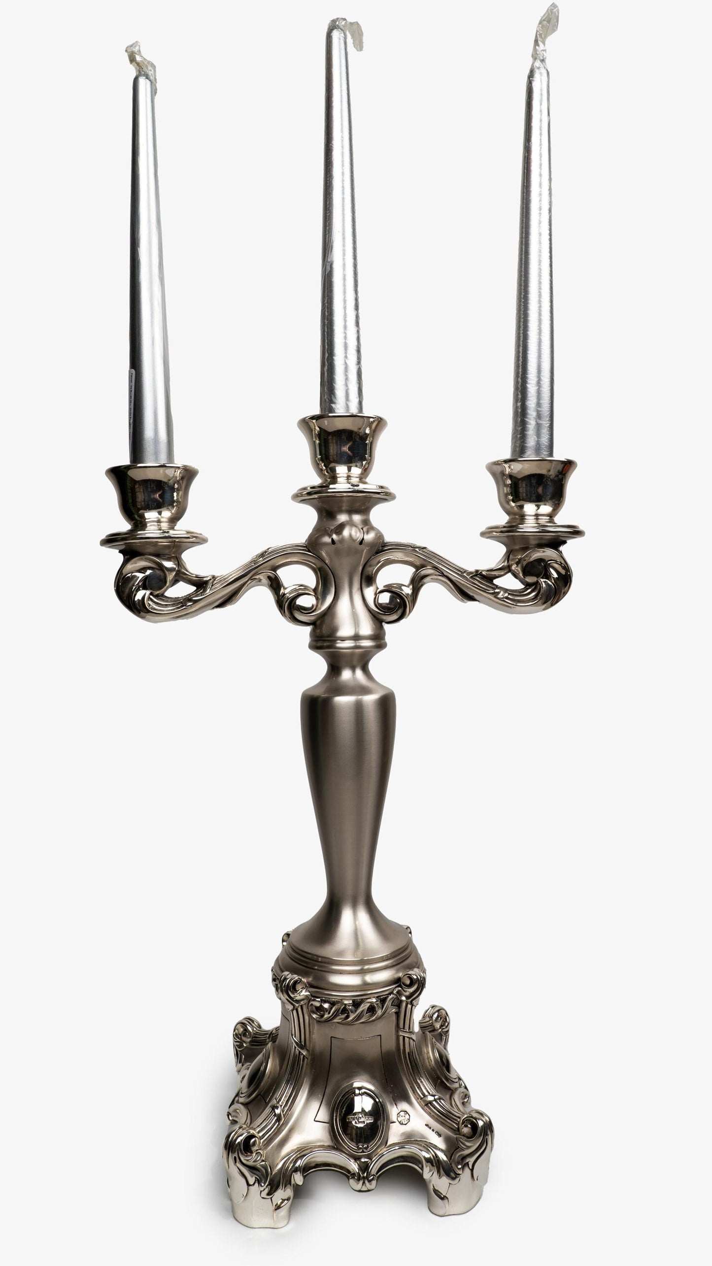Handmade Silver Three-Flame Candlestick
