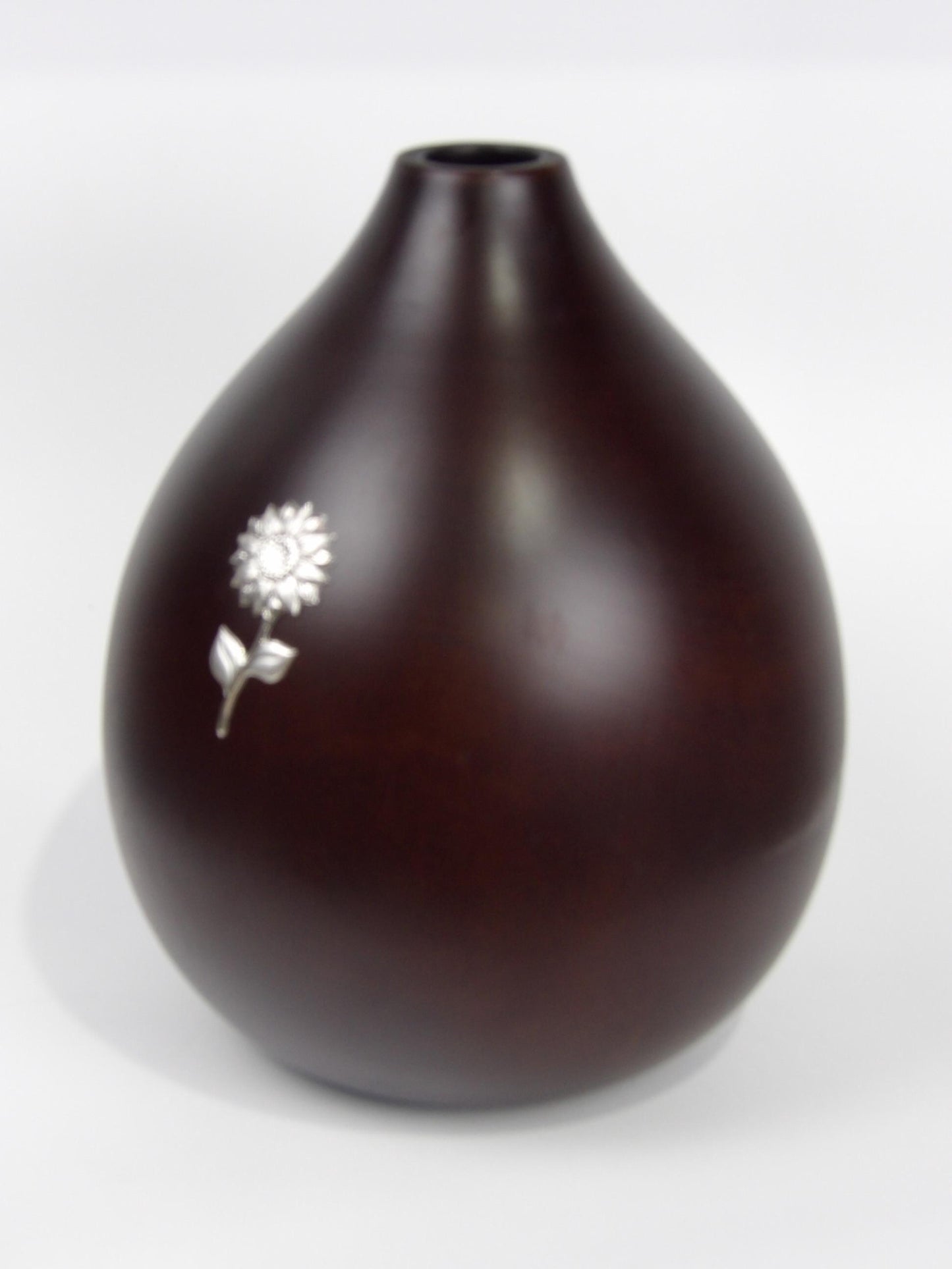 Jarrón Resina Marrón Recubierto de Plata Girasol