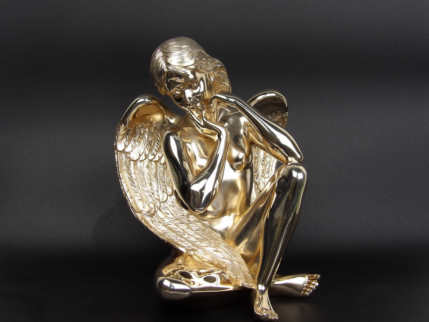 Golden-Coated Angel Sculpture - Radiant and Serene Decor