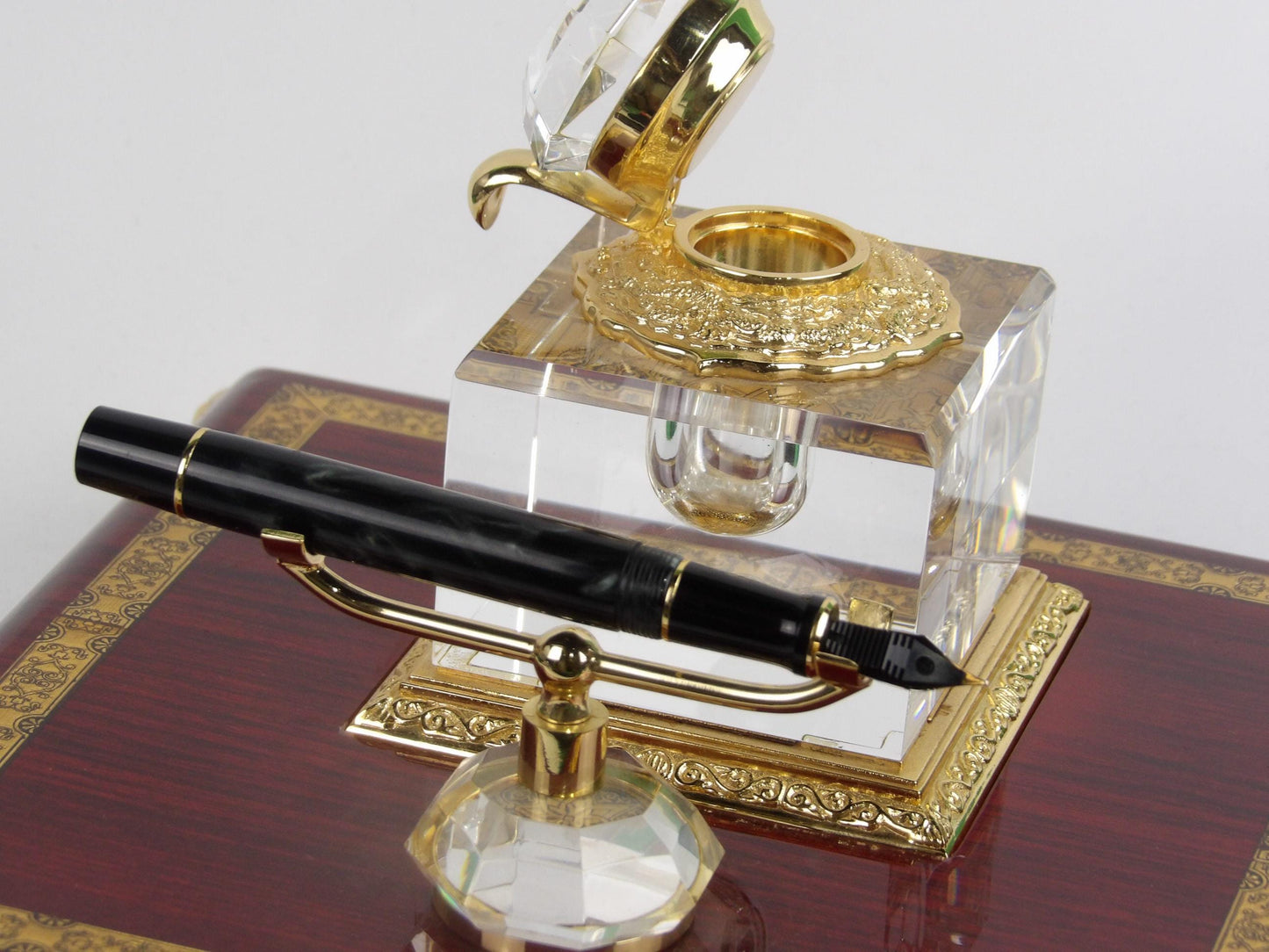 Handmade stylus and ink Holder with crystal and copper Ink holder