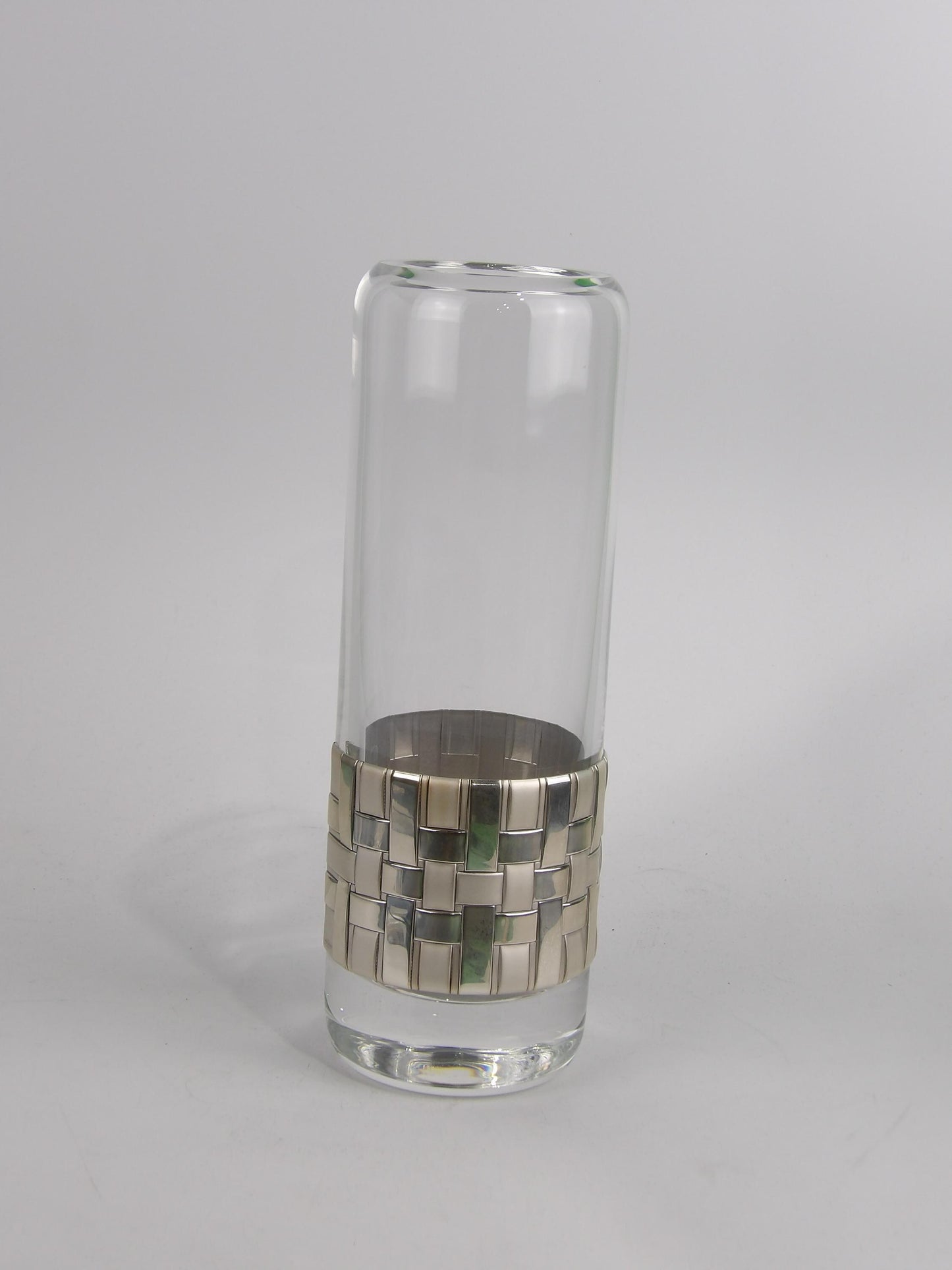 Handmade Clear Glass Vase with Silver Lamination