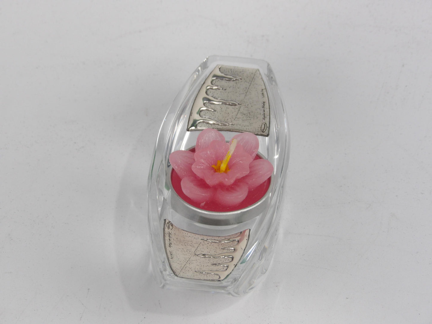Small Crystal Candle Holder with Silver Coated Bilaminate