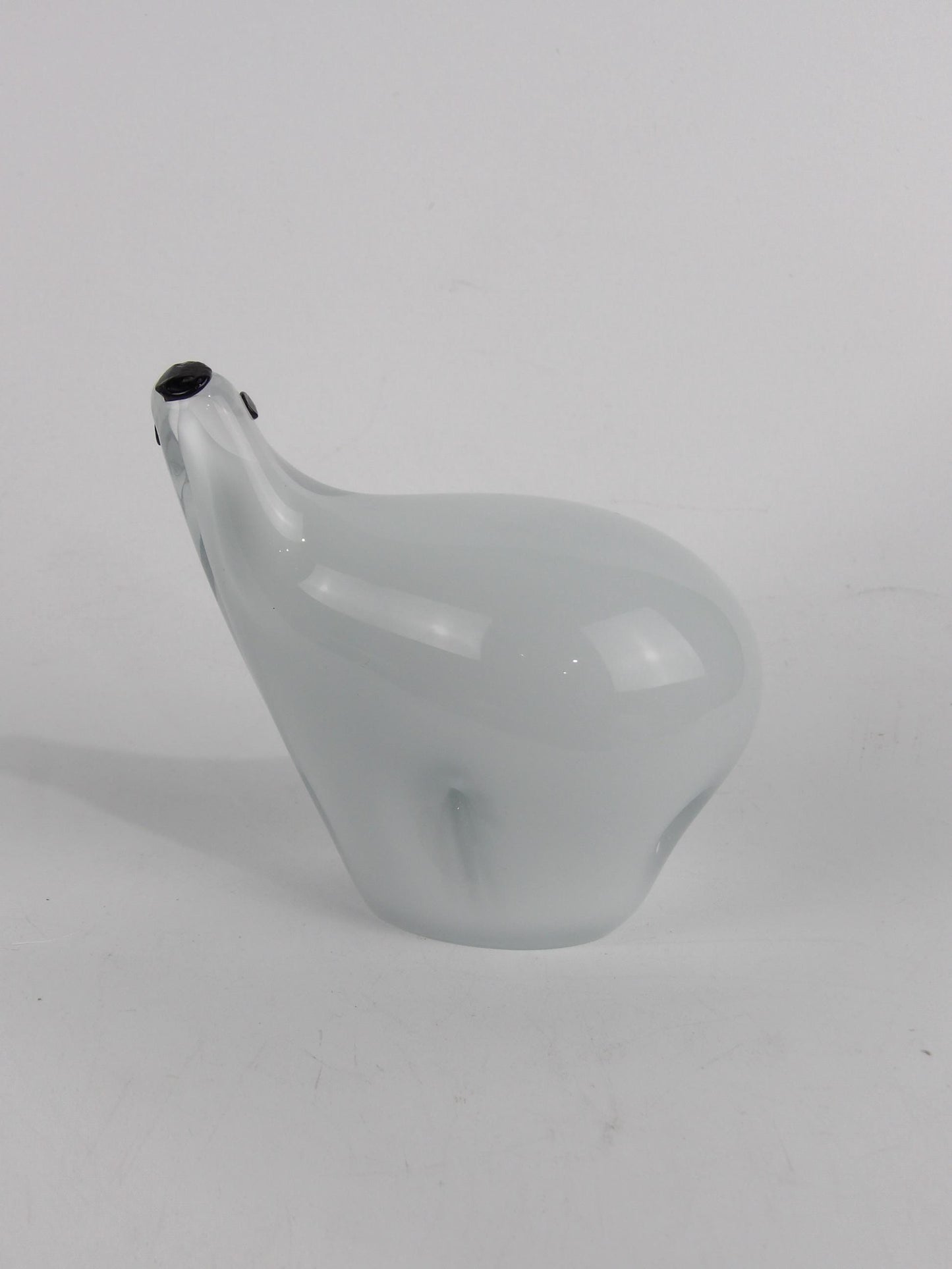 Morano Crystal White Glass Paperweight Polar Bear with Black Eyes