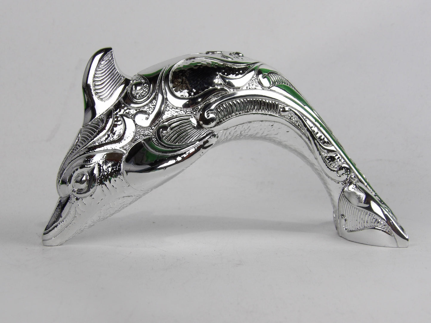 Silver-coated resin dolphin