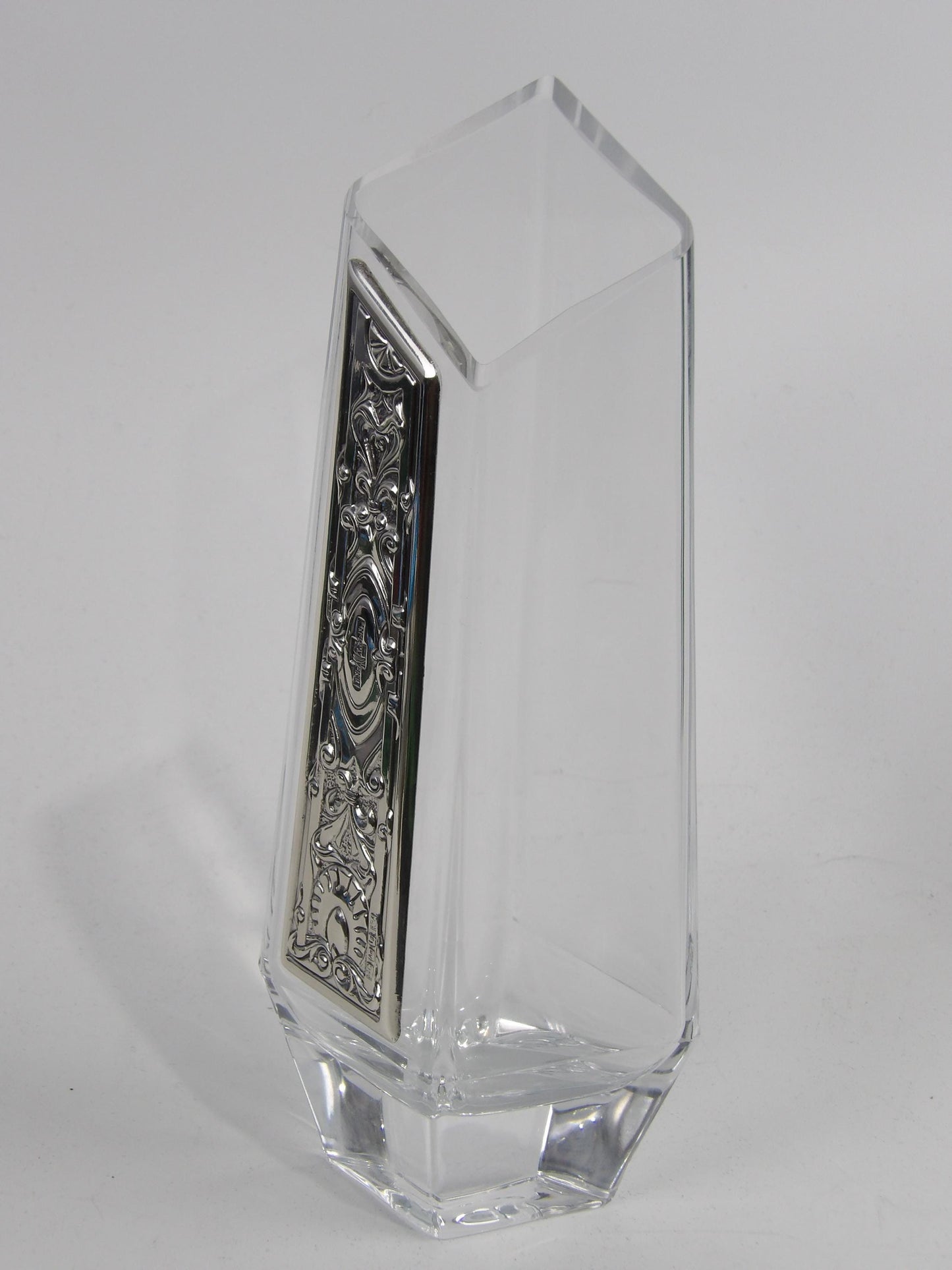 Handmade Clear Glass Vase with Silver Bilaminate