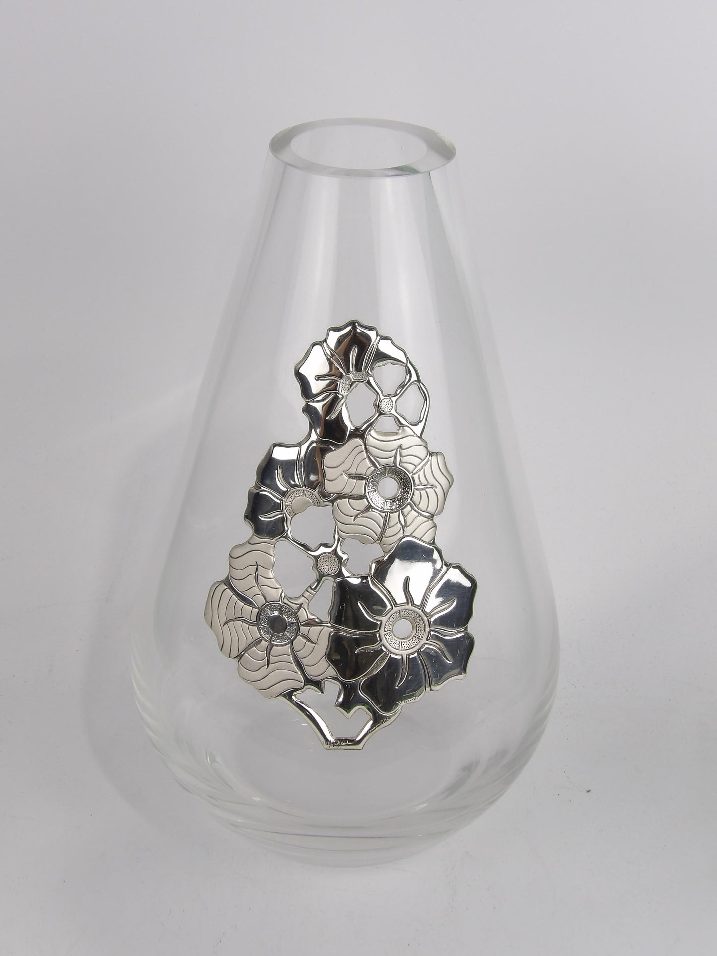 Handmade Clear Glass vase with Silver-Coated Bilaminate