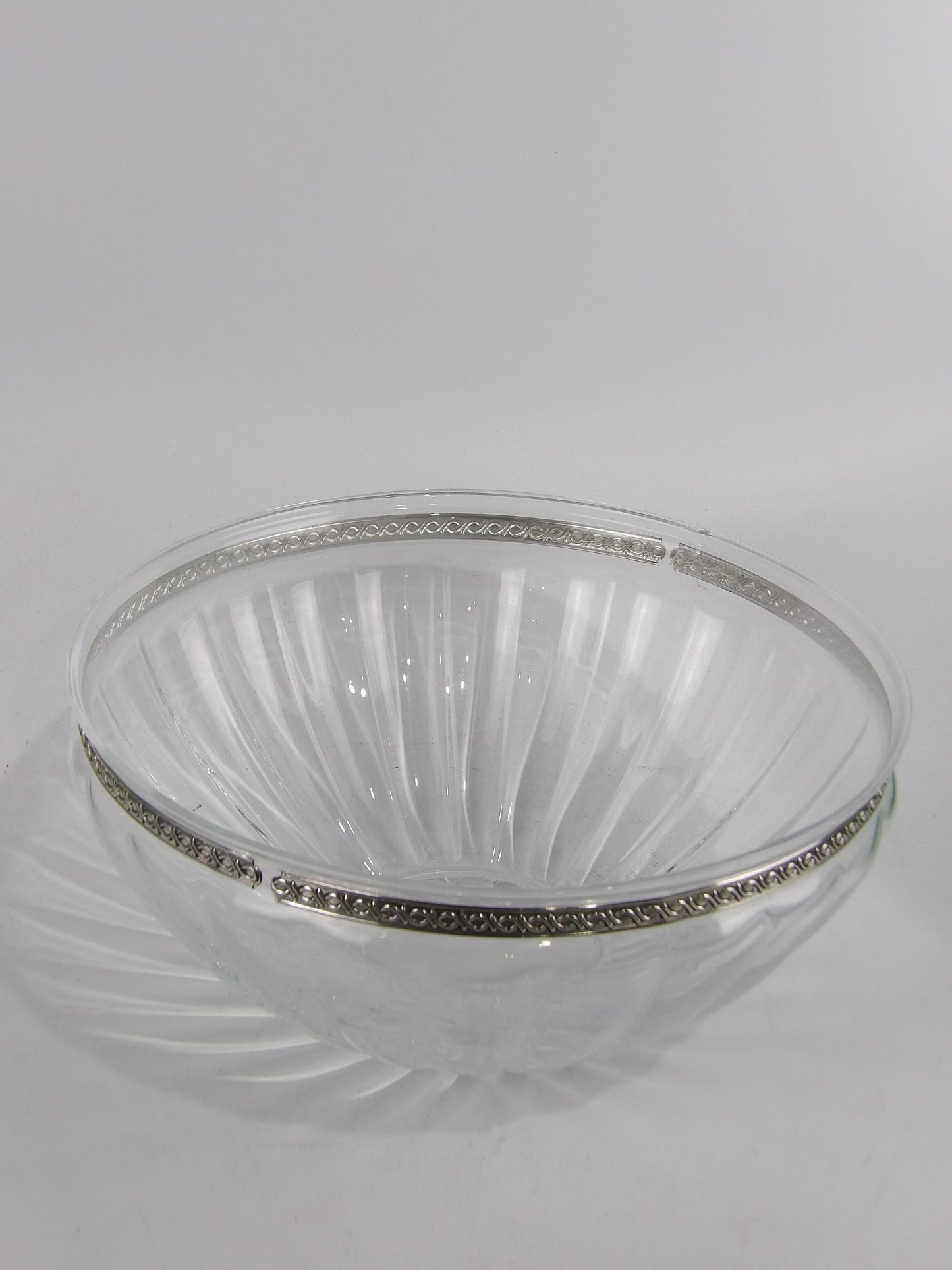 Clear Glass Centerpiece with silver coated bilaminate