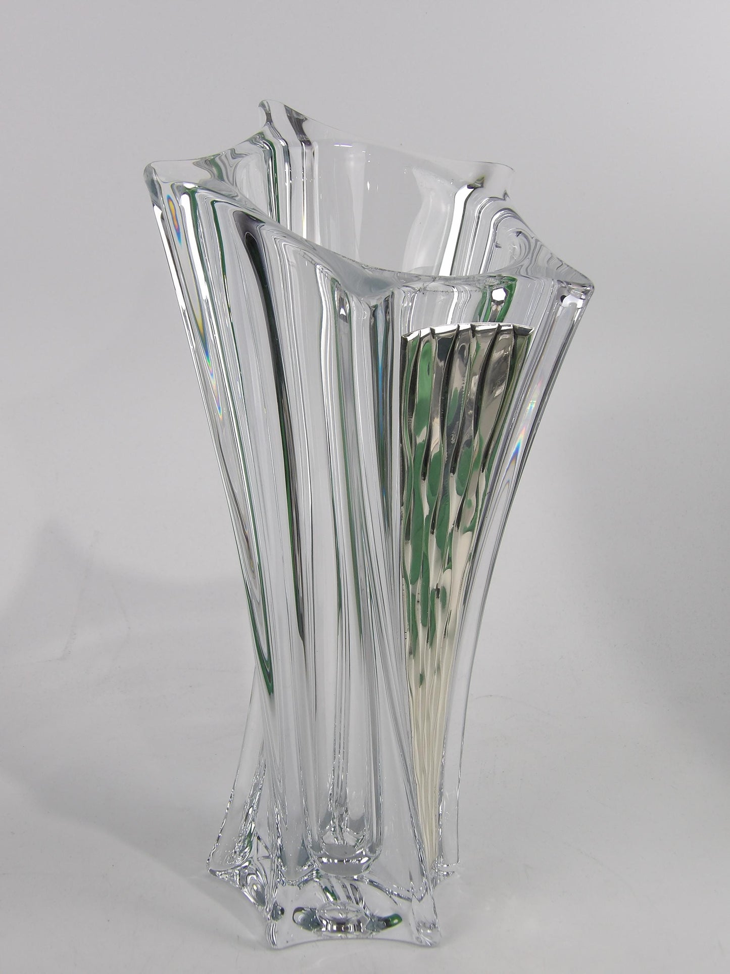 Crystal vase with Dunas decoration in silver-coated bilaminate