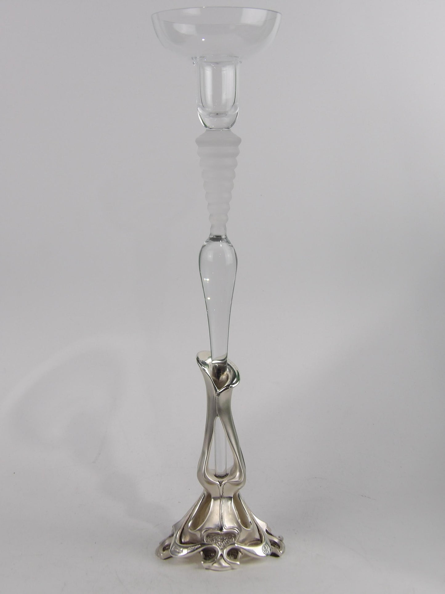 Crystal Candle Holder with silver coated bilaminate