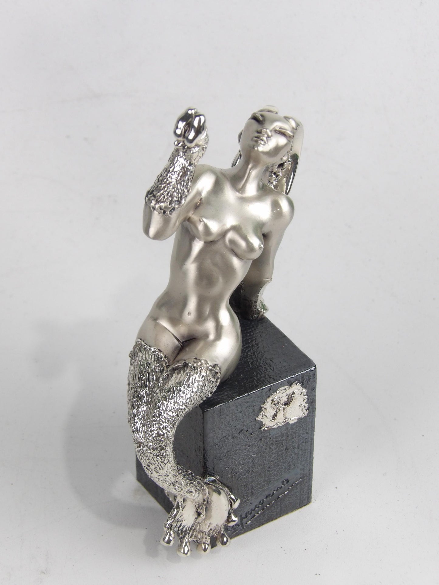 Silver-Coated Resin Zodiac Sign “Capricorn” with Black Finish