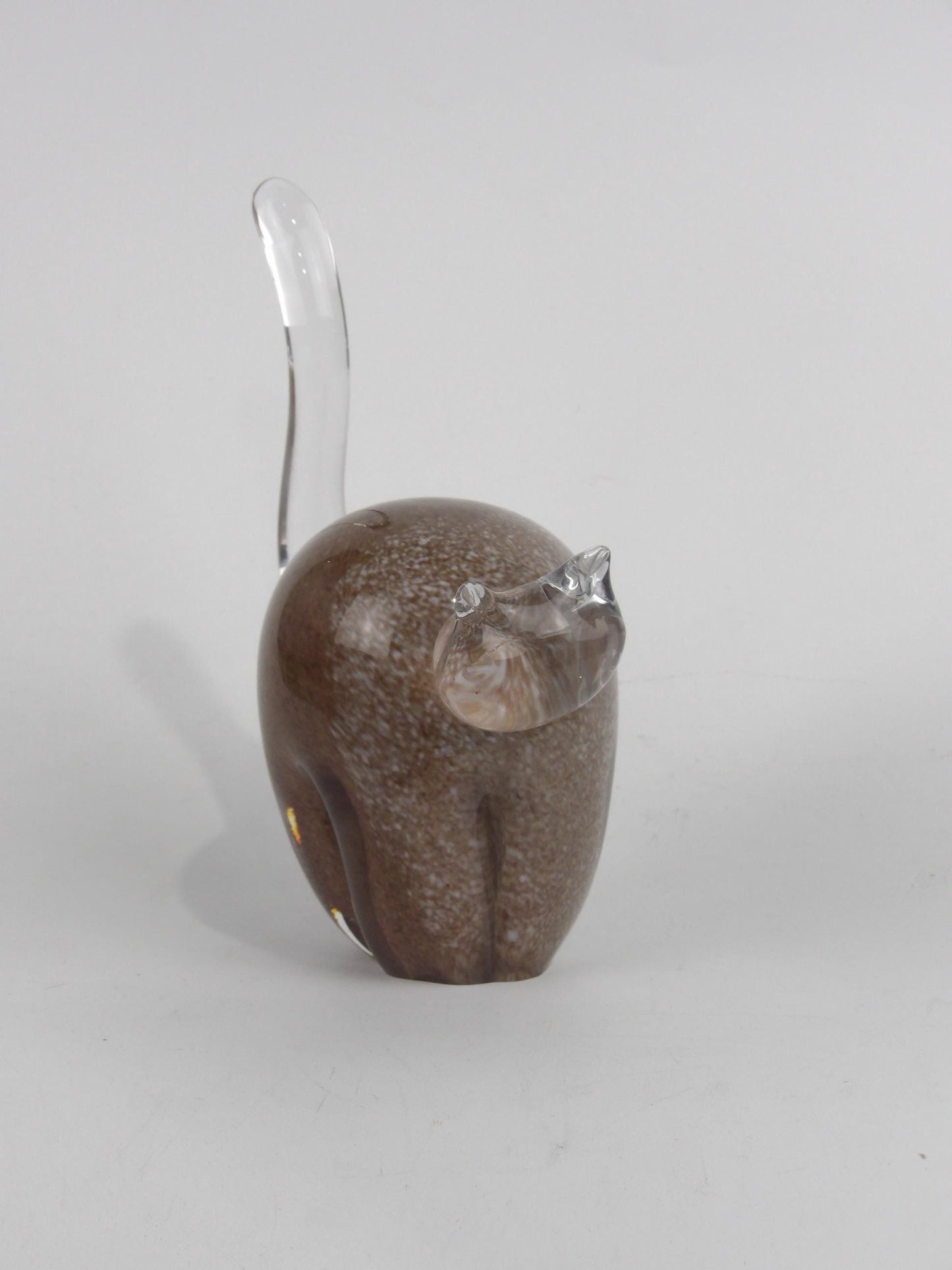 Morano crystal Brown Glass Paperweight "Cat"