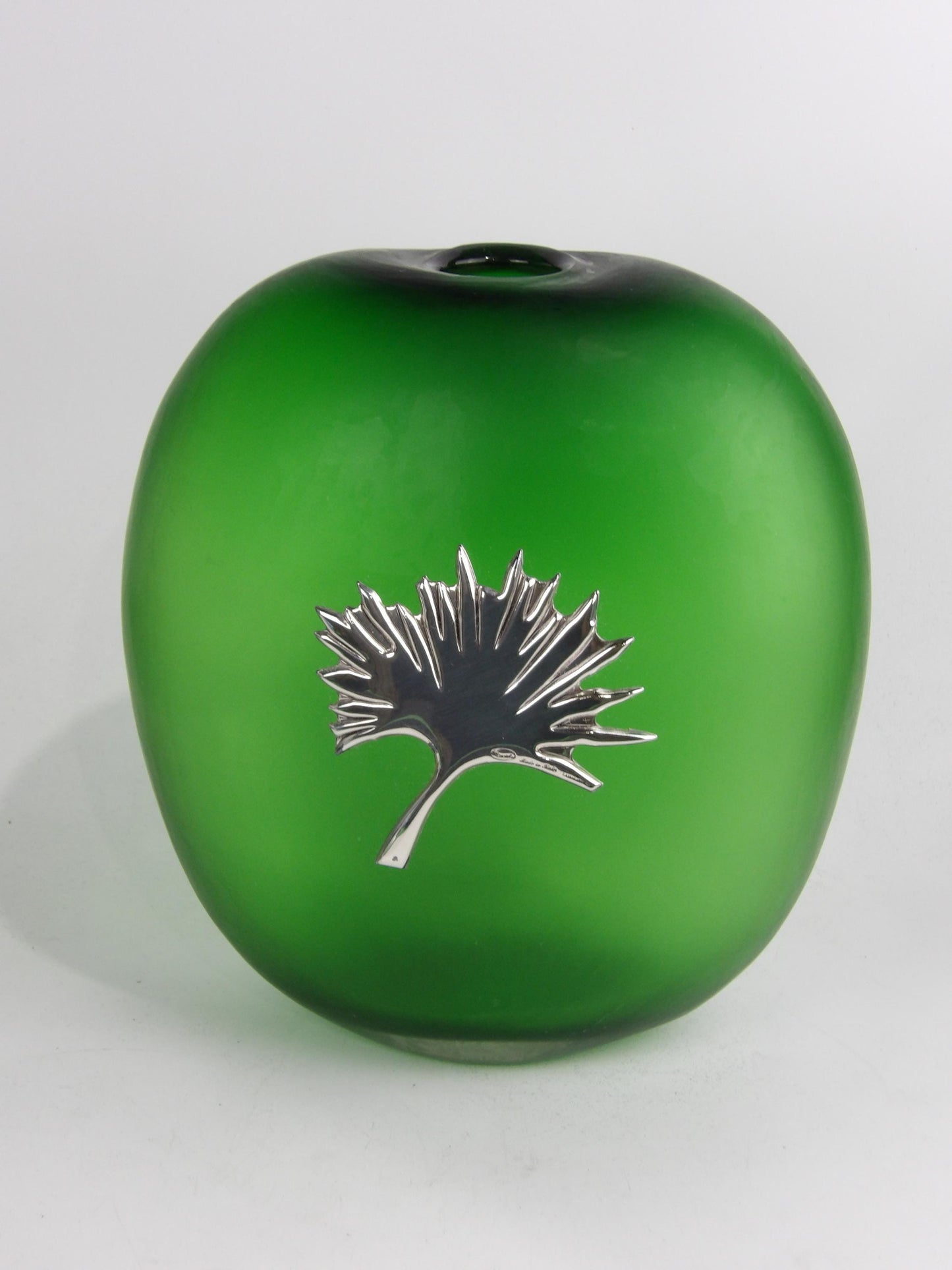 Green Cut Vase with Silver-Coated Bilaminate