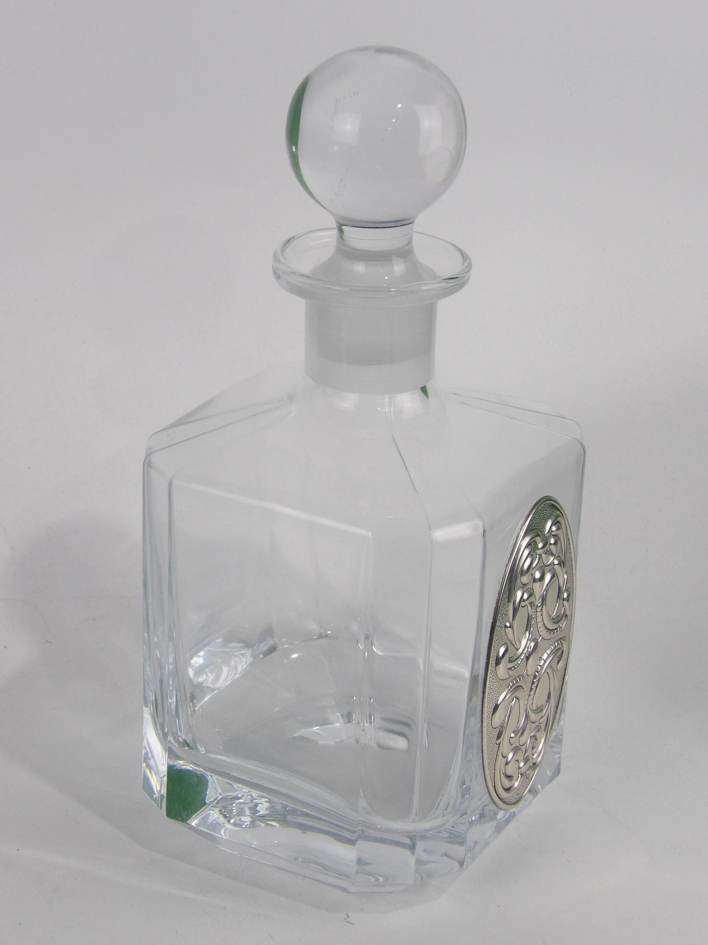 Clear Crystal Decanter with Silver Coated Bilaminate