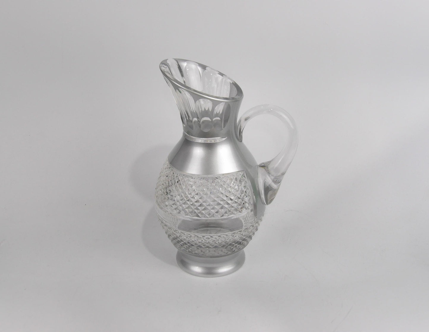 Handmade Crystalite Bohemia Silver-Colored Crystal Pitcher