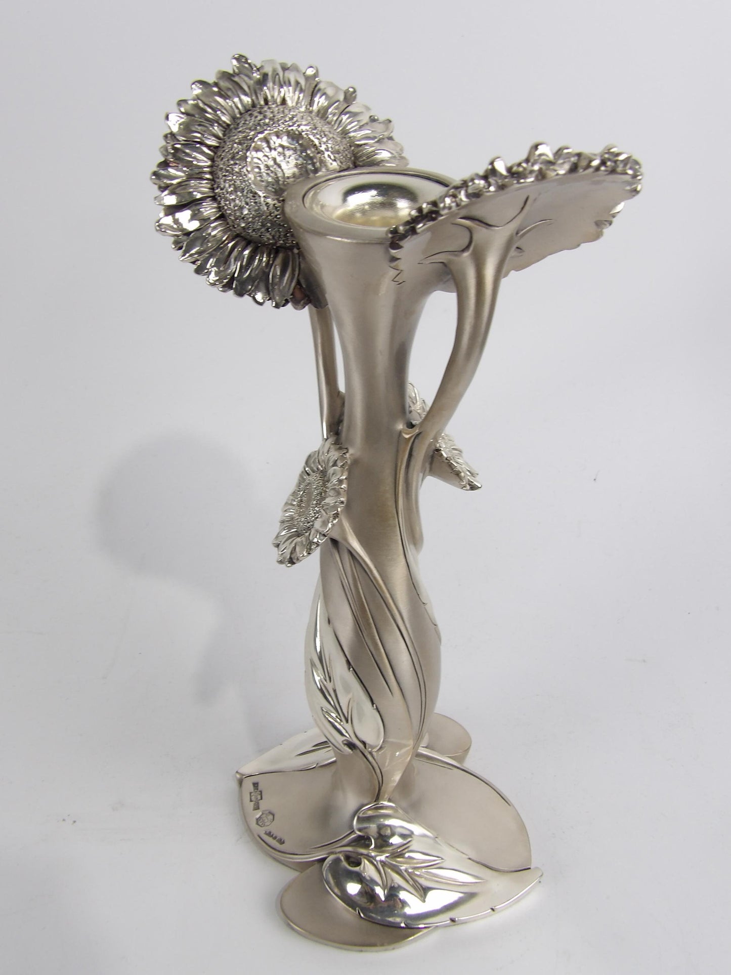 Handmade Sunflower Candle Holder in Silver Resin