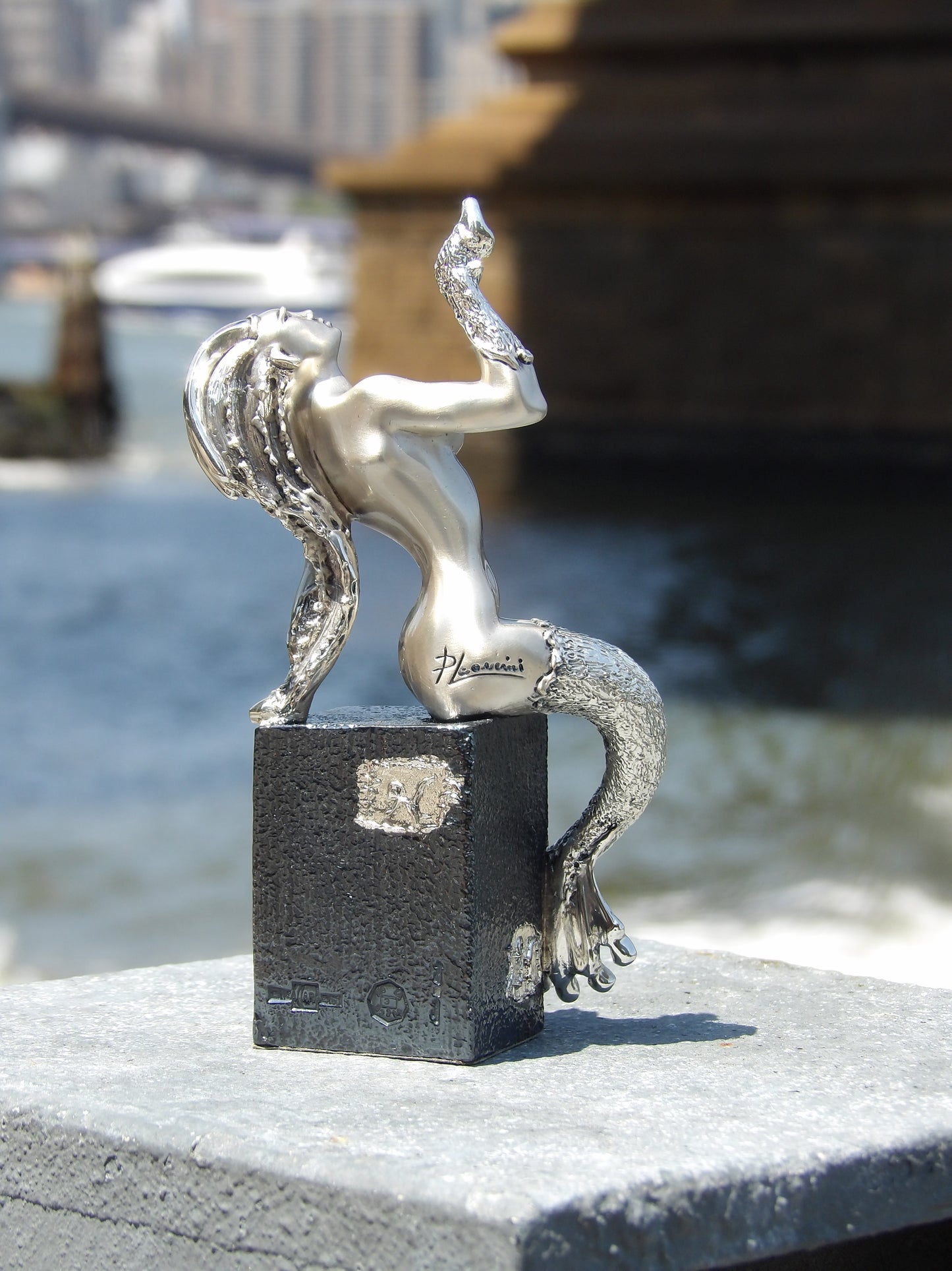 Silver-Coated Resin Zodiac Sign “Capricorn” with Black Finish