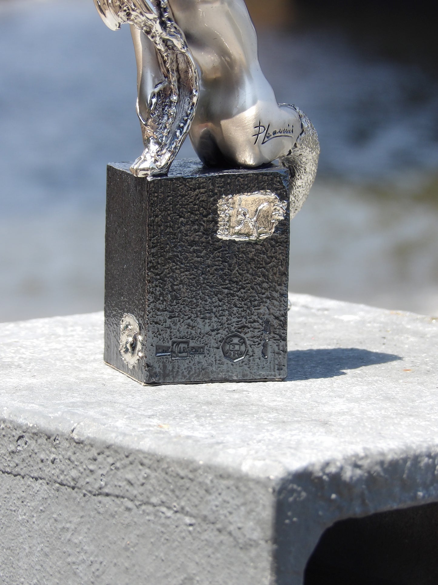 Silver-Coated Resin Zodiac Sign “Capricorn” with Black Finish