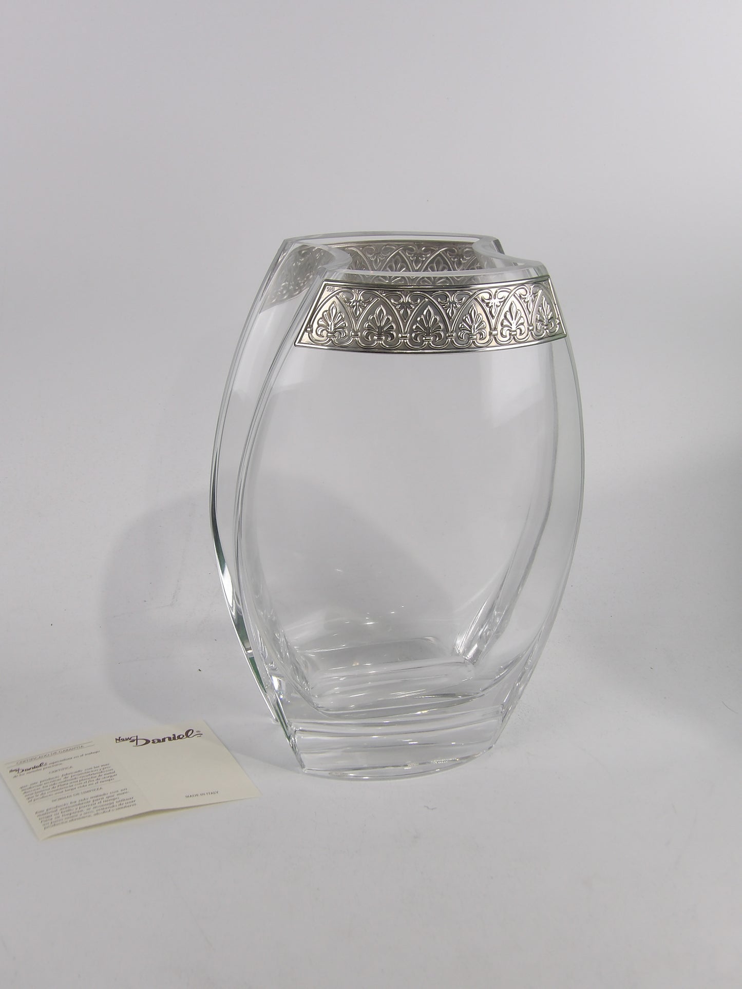 Clear Crystal Vase with Silver-Coated Bilaminate