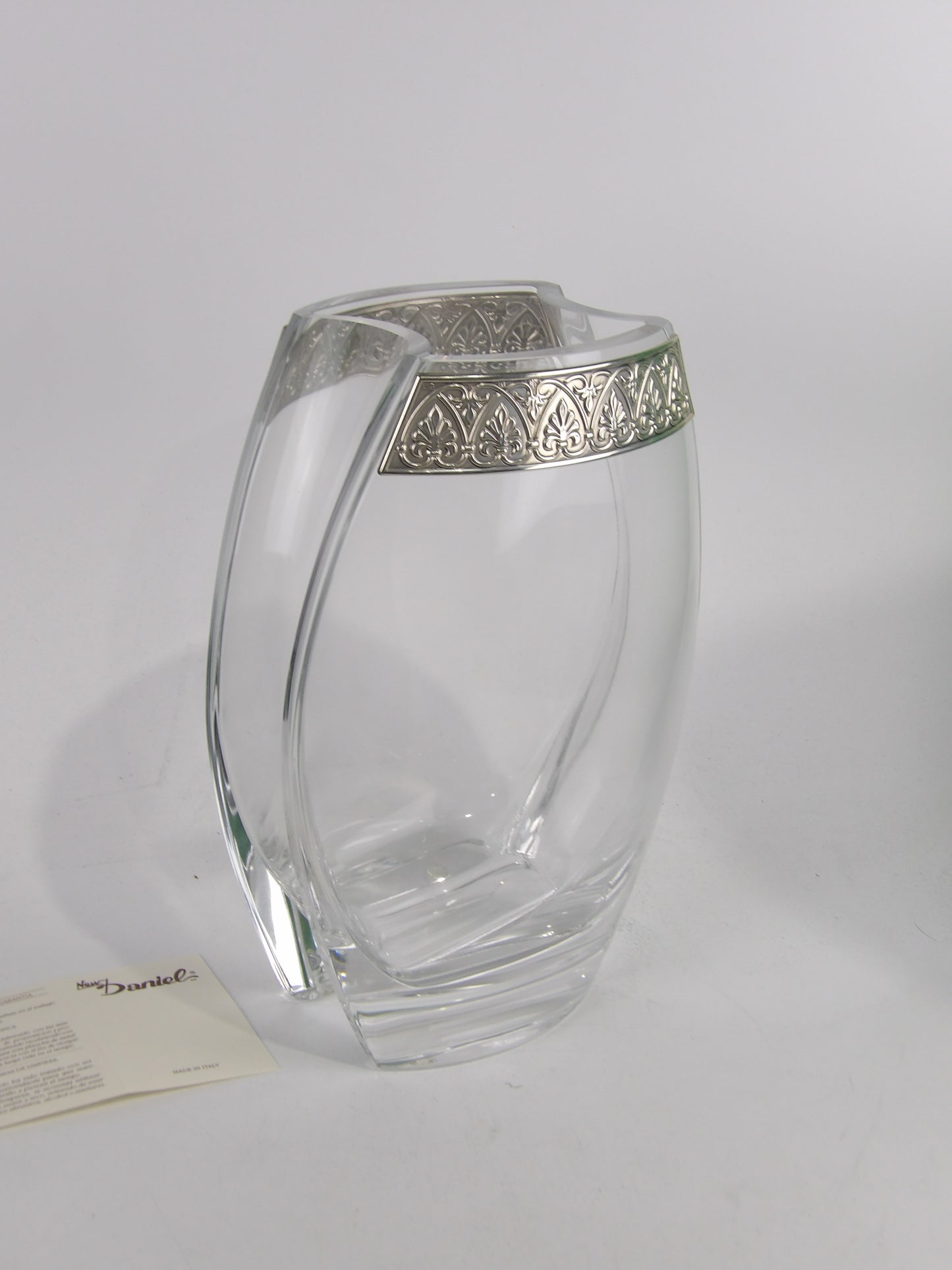 Clear Crystal Vase with Silver-Coated Bilaminate