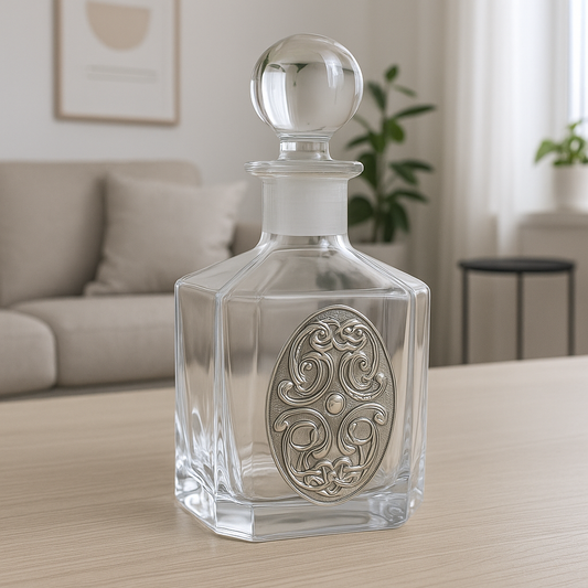 Clear Crystal Decanter with Silver Coated Bilaminate