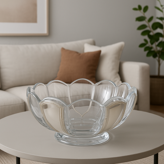 Clear Crystal Centerpiece with Silver-Coated Bilaminate