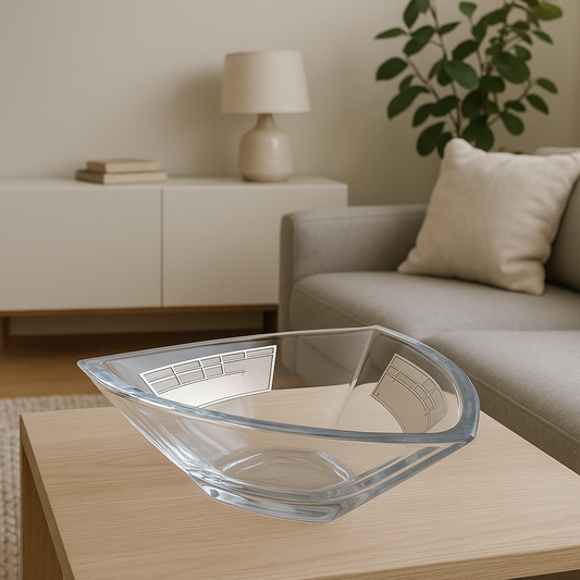 Clear Glass Bowl with silver coated bilaminate